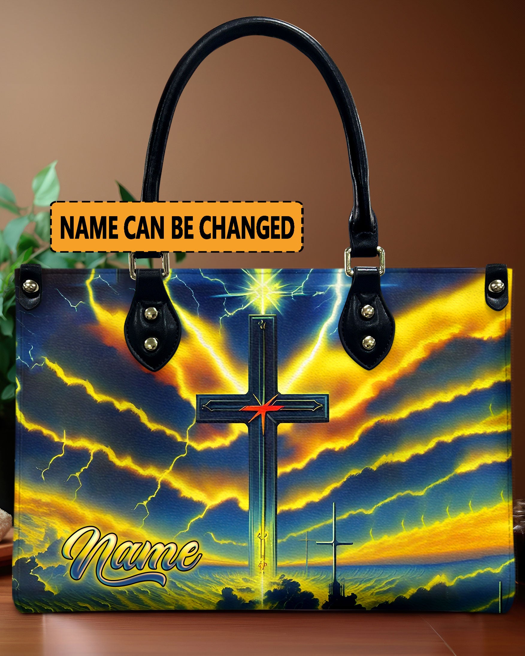 Glowing Cross Leather Handbag - Yhln2012244