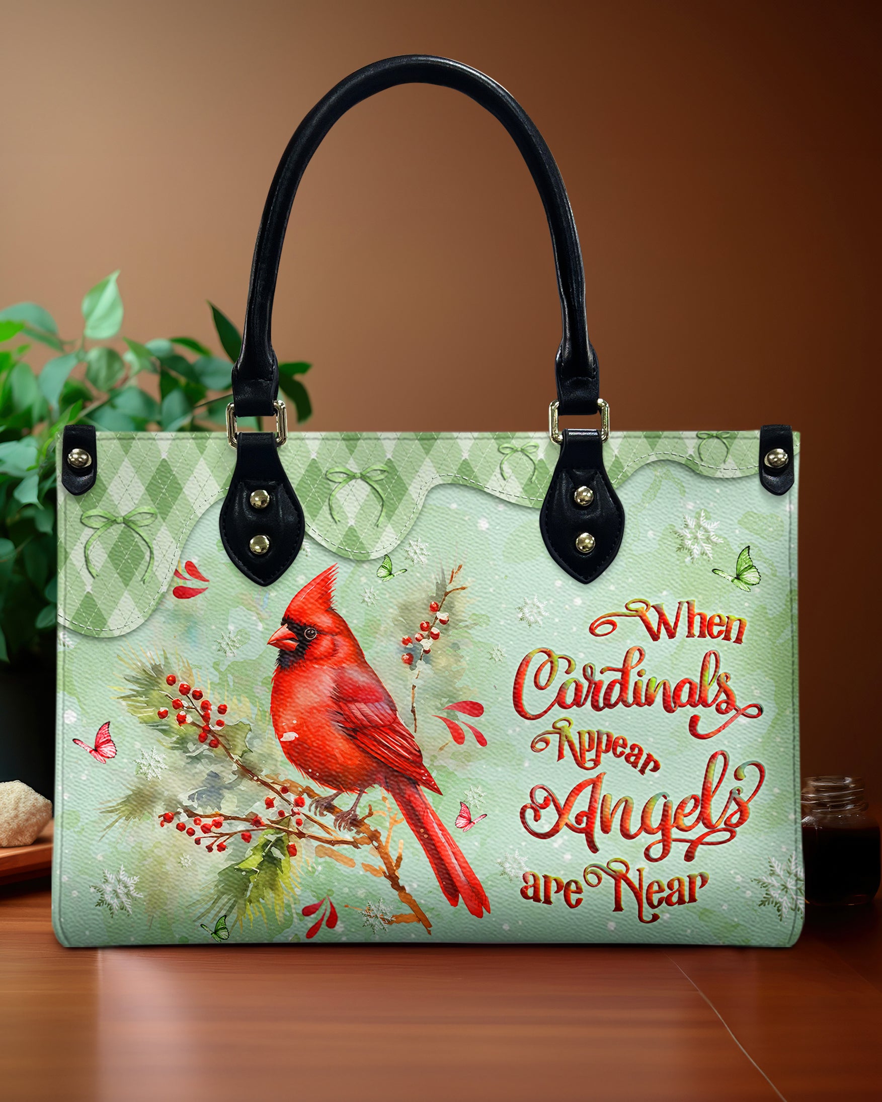 When Cardinals Appear Angels Are Near Leather Handbag - Yhlt2510244