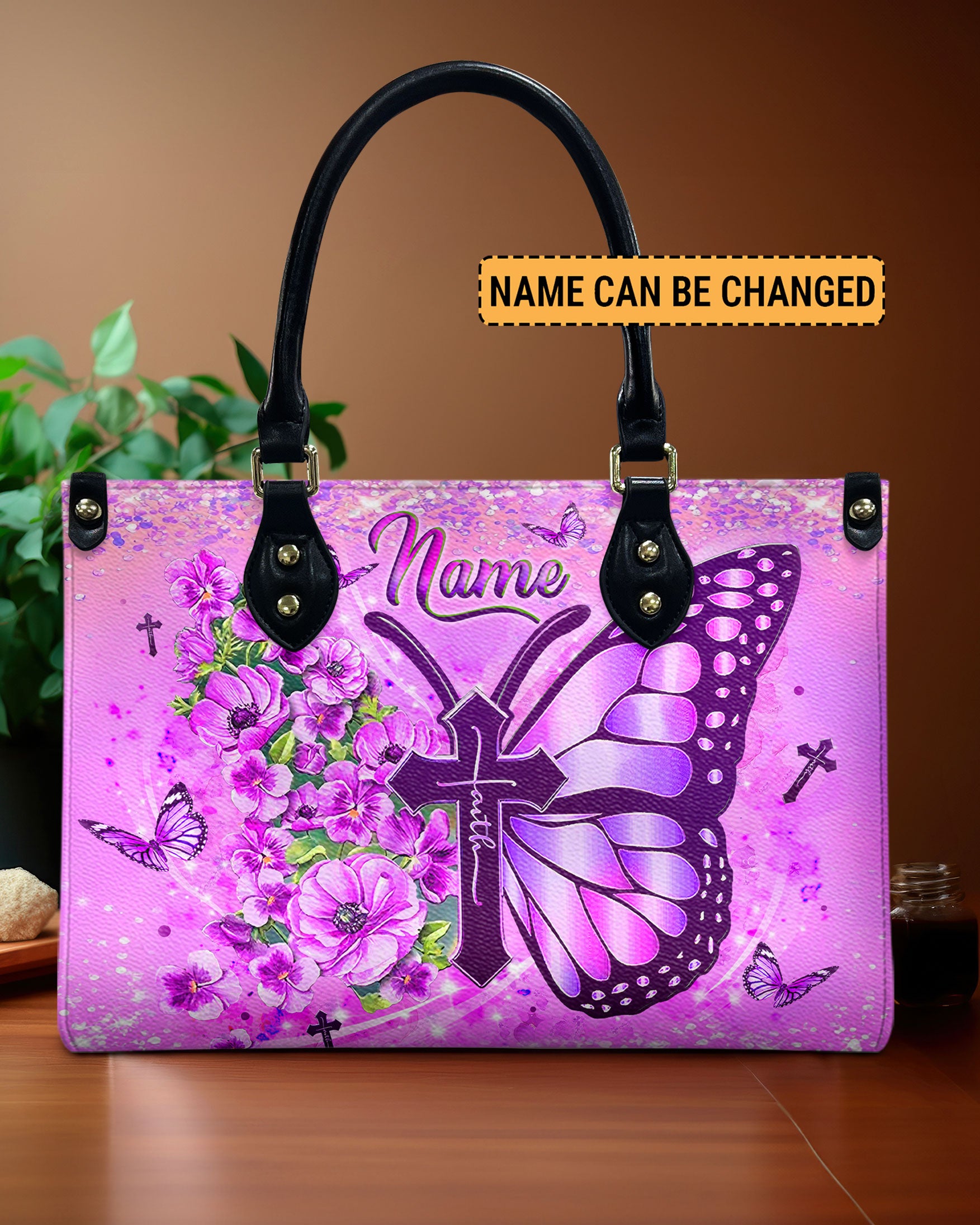 Butterfly Cross Flower Leather Handbag - Yhlt2910244