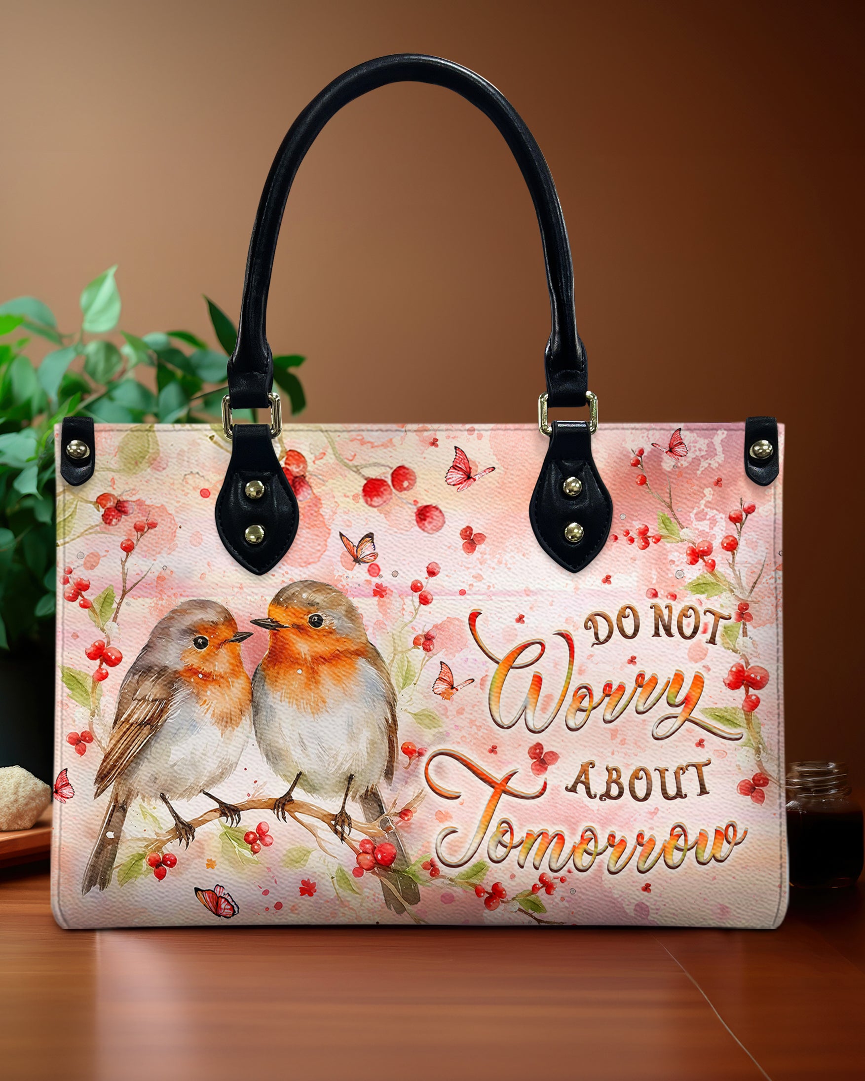 Do Not Worry About Tomorrow Leather Handbag - Yhlt0111244