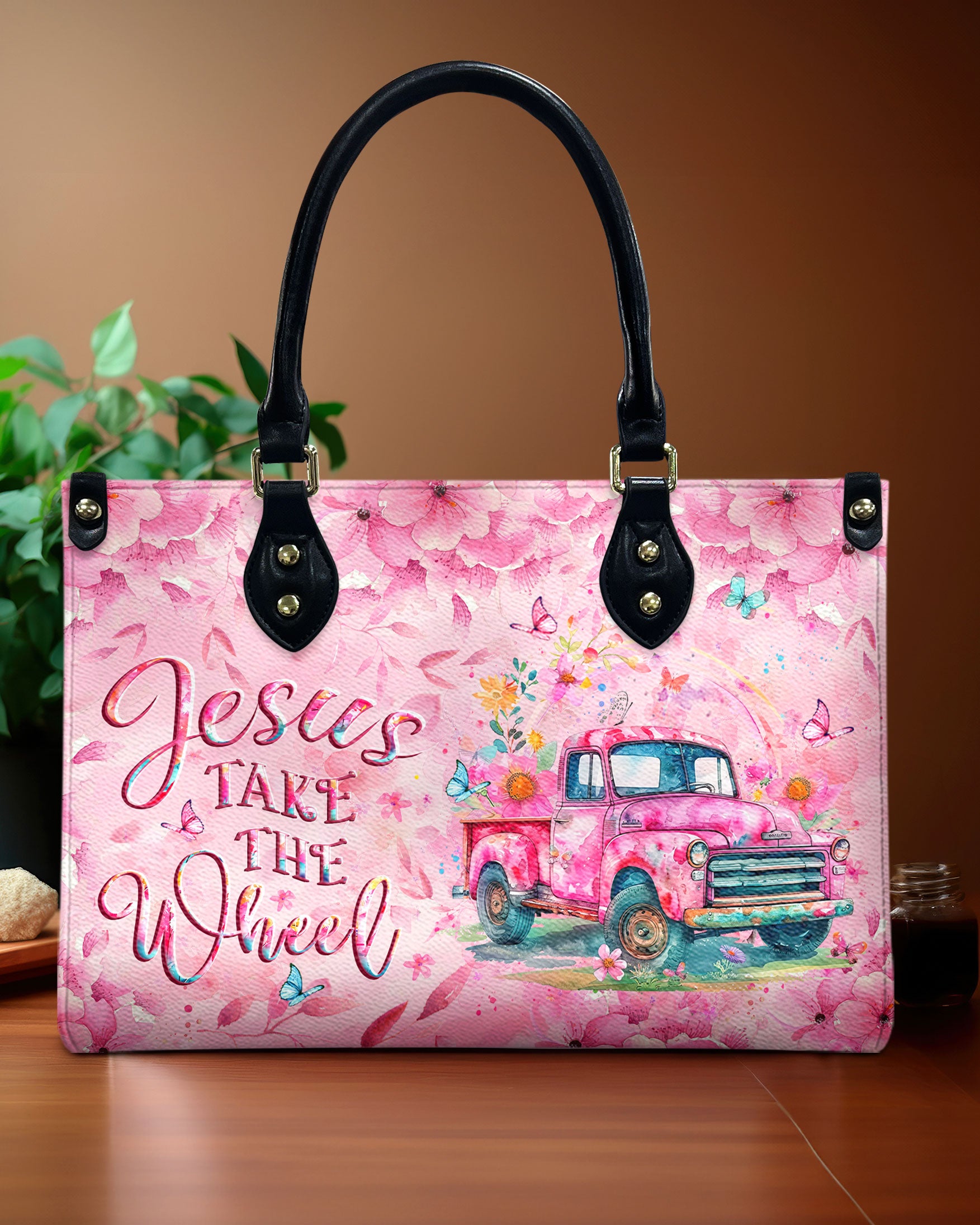 Jesus Take The Wheel Leather Handbag - Yhlt0306244