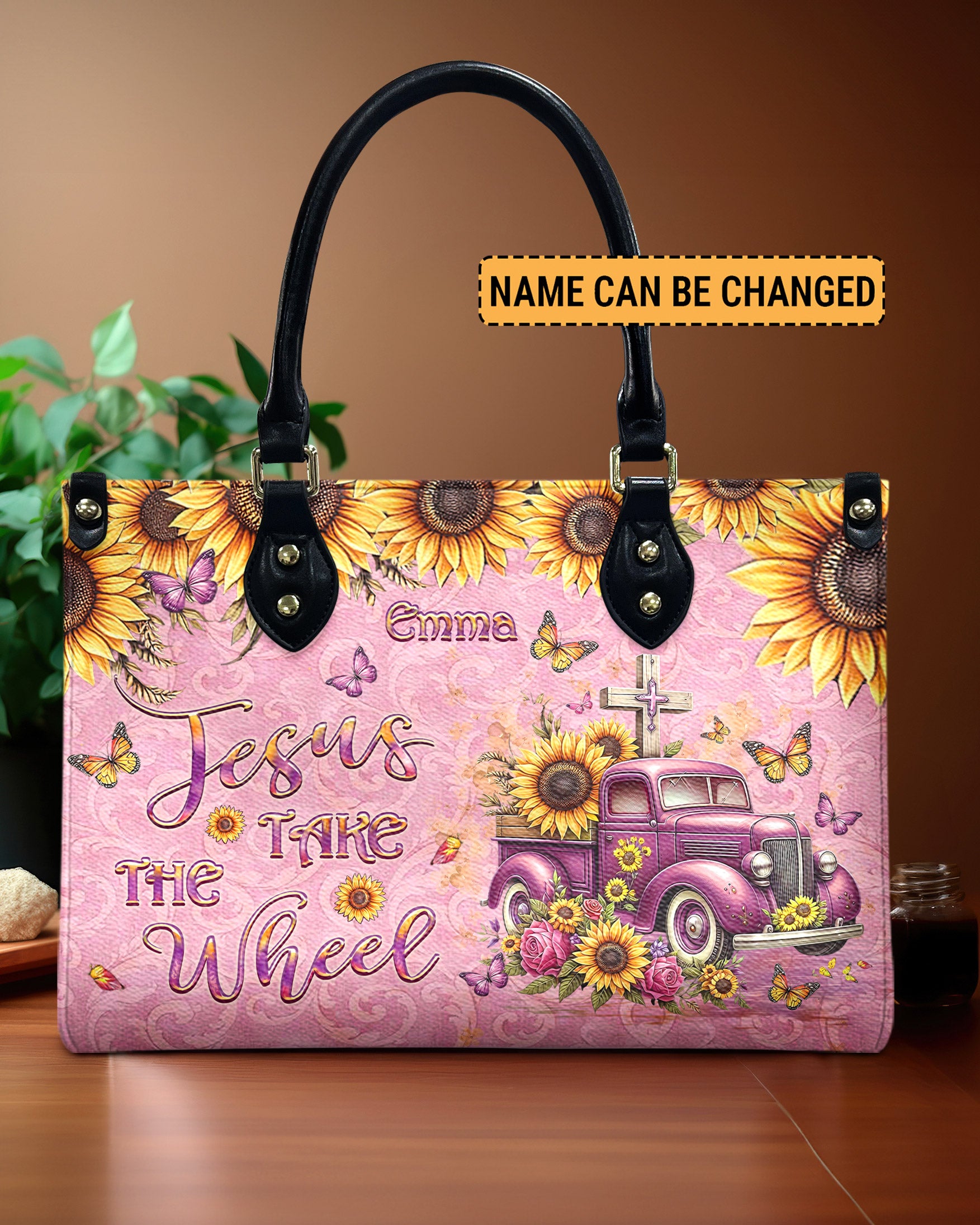 Jesus Take The Wheel Sunflower Leather Handbag - Yhlt2503243