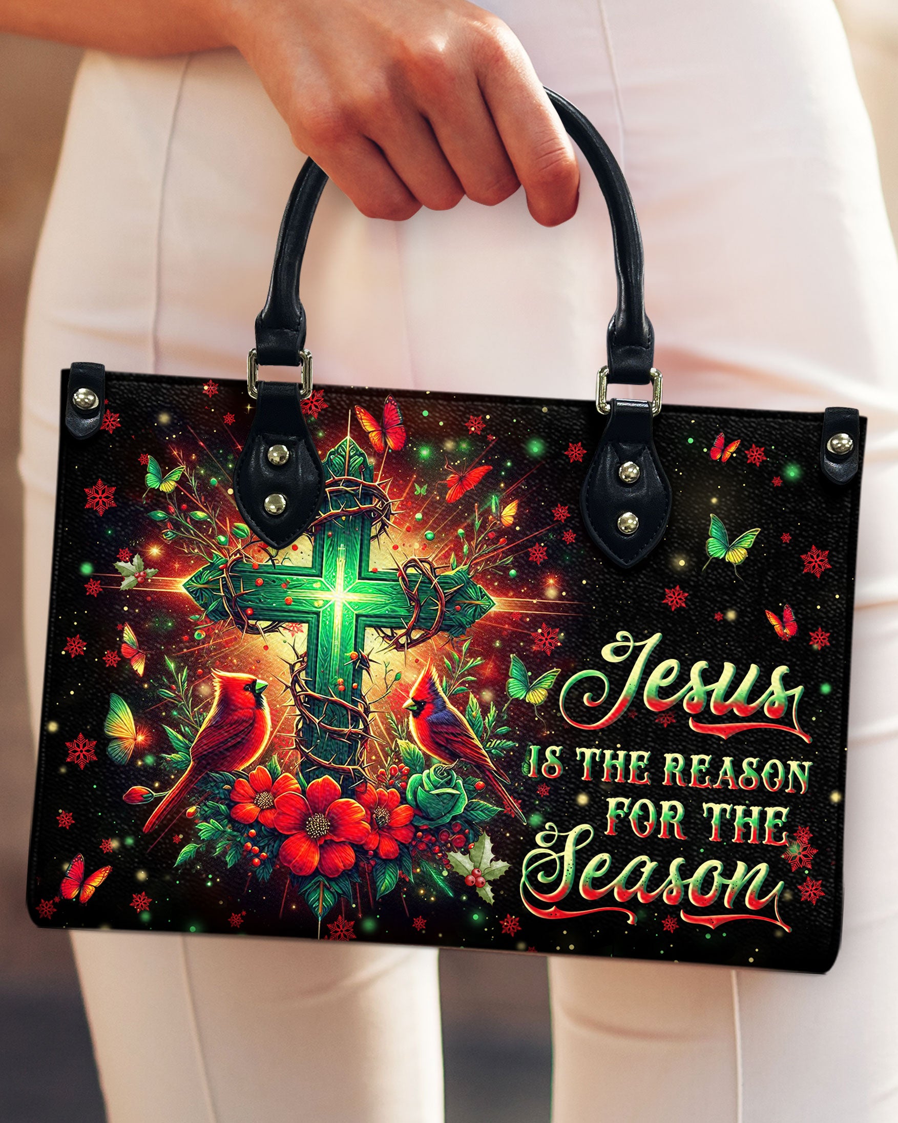 Jesus The Reason Cardinal Christmas Leather Handbag - Yhln3010244