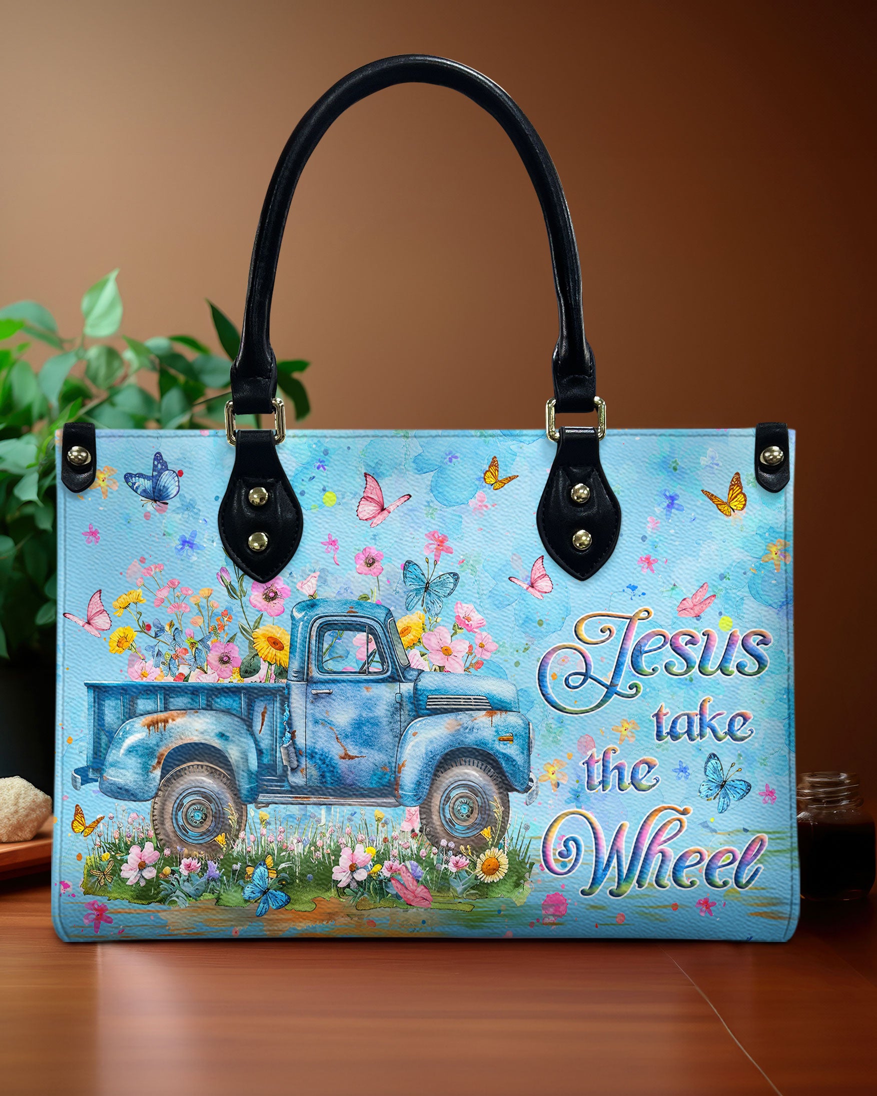 Jesus Take The Wheel Leather Handbag - Yhlt1908244