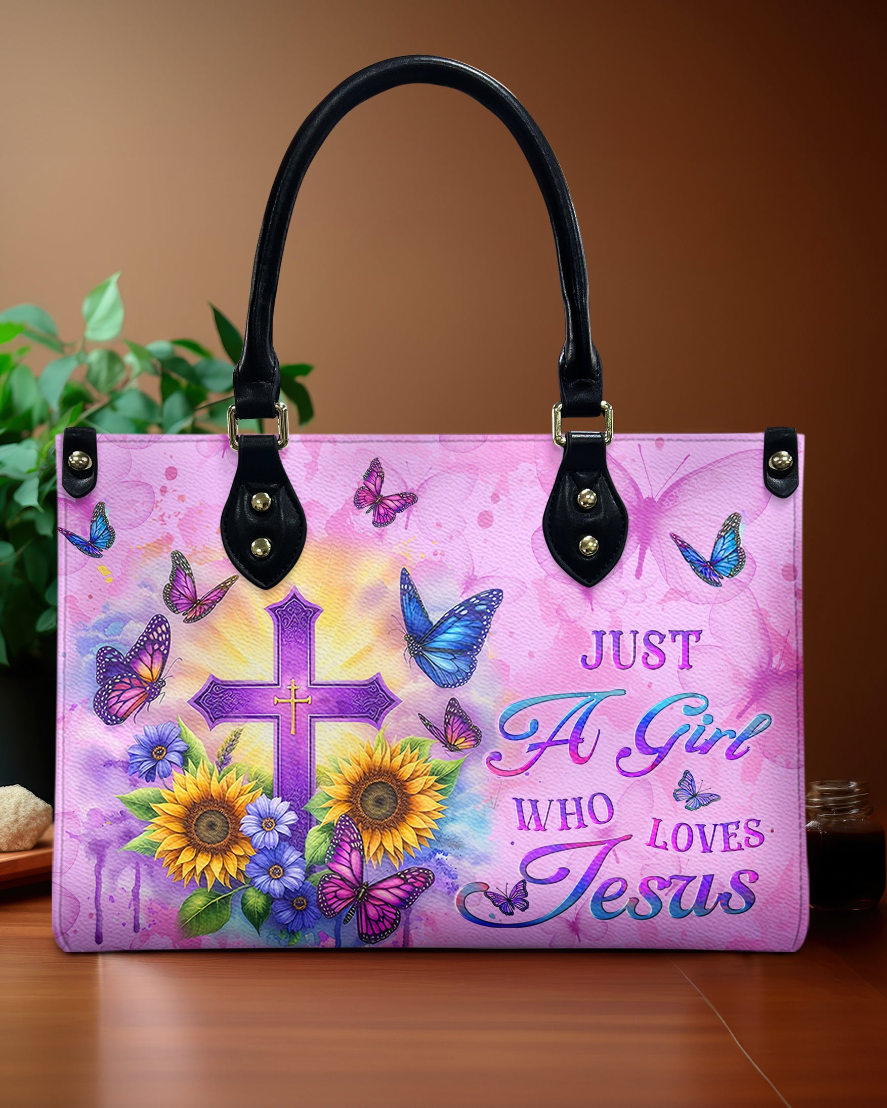 Just A Girl Who Loves Jesus Leather Handbag - Yhlt0411245