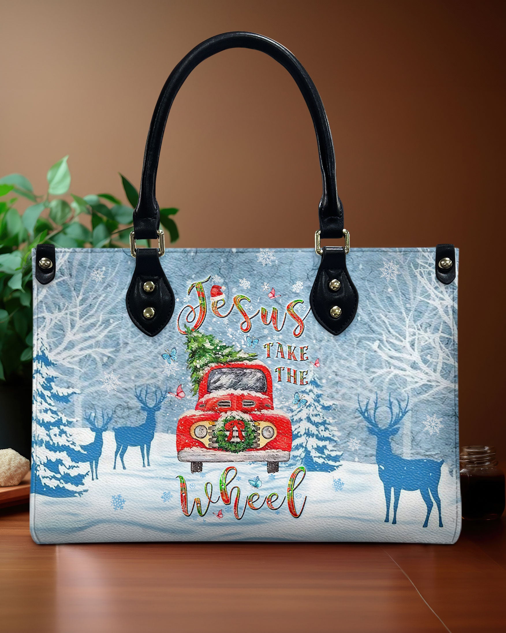 Jesus Take The Wheel Christmas Leather Handbag - Yhlt1710244