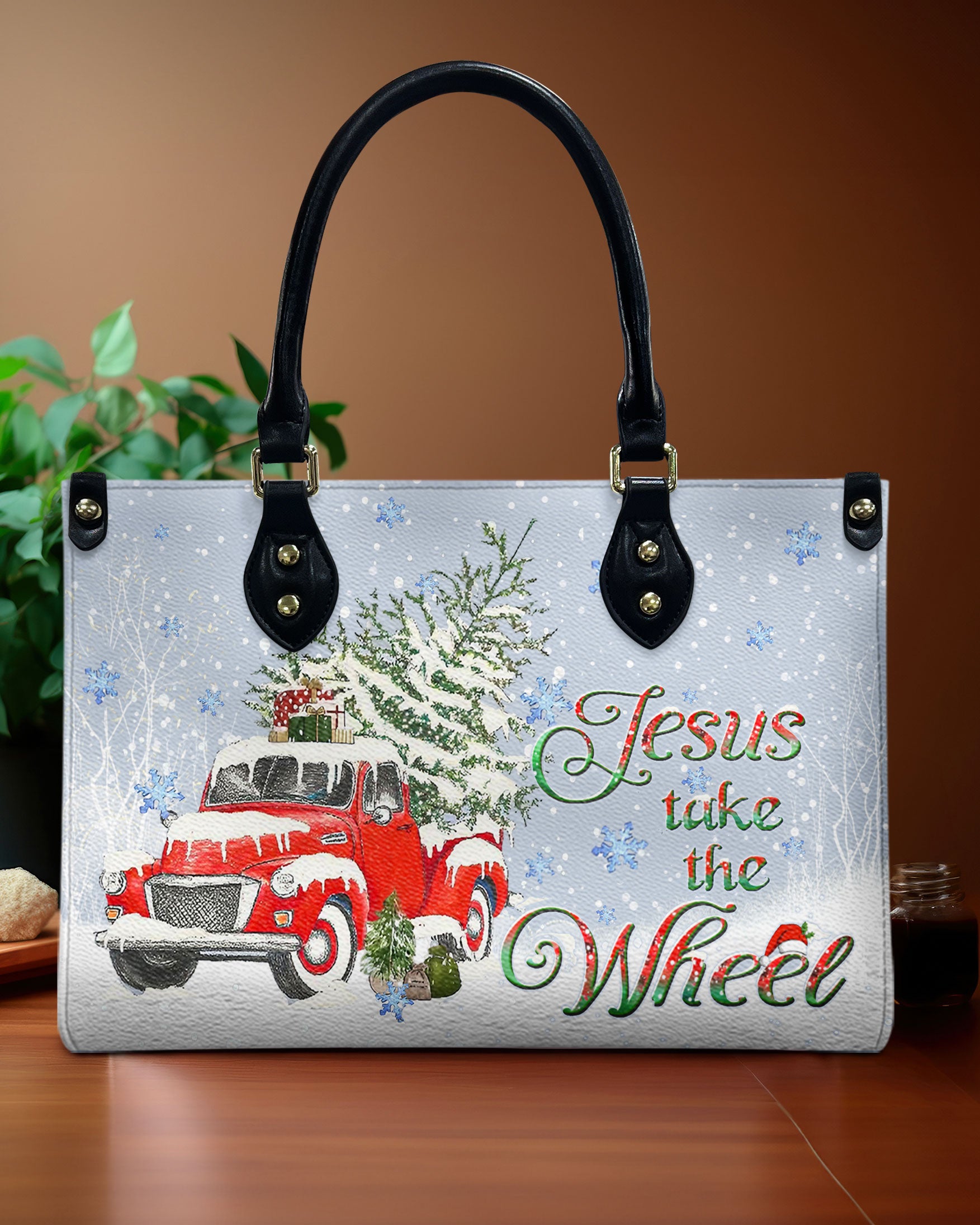 Jesus Take The Wheel Christmas Leather Handbag - Yhlt2110244