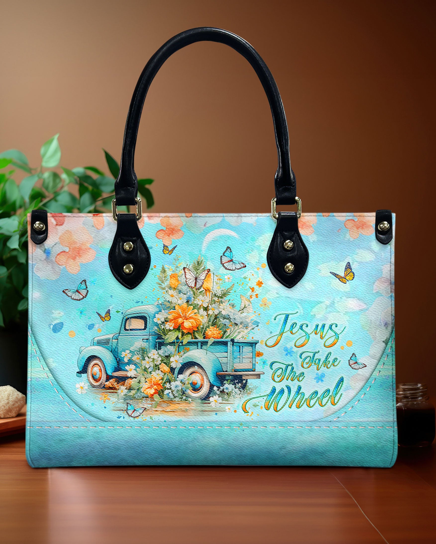 Jesus Take The Wheel Leather Handbag - Yhlt2108244