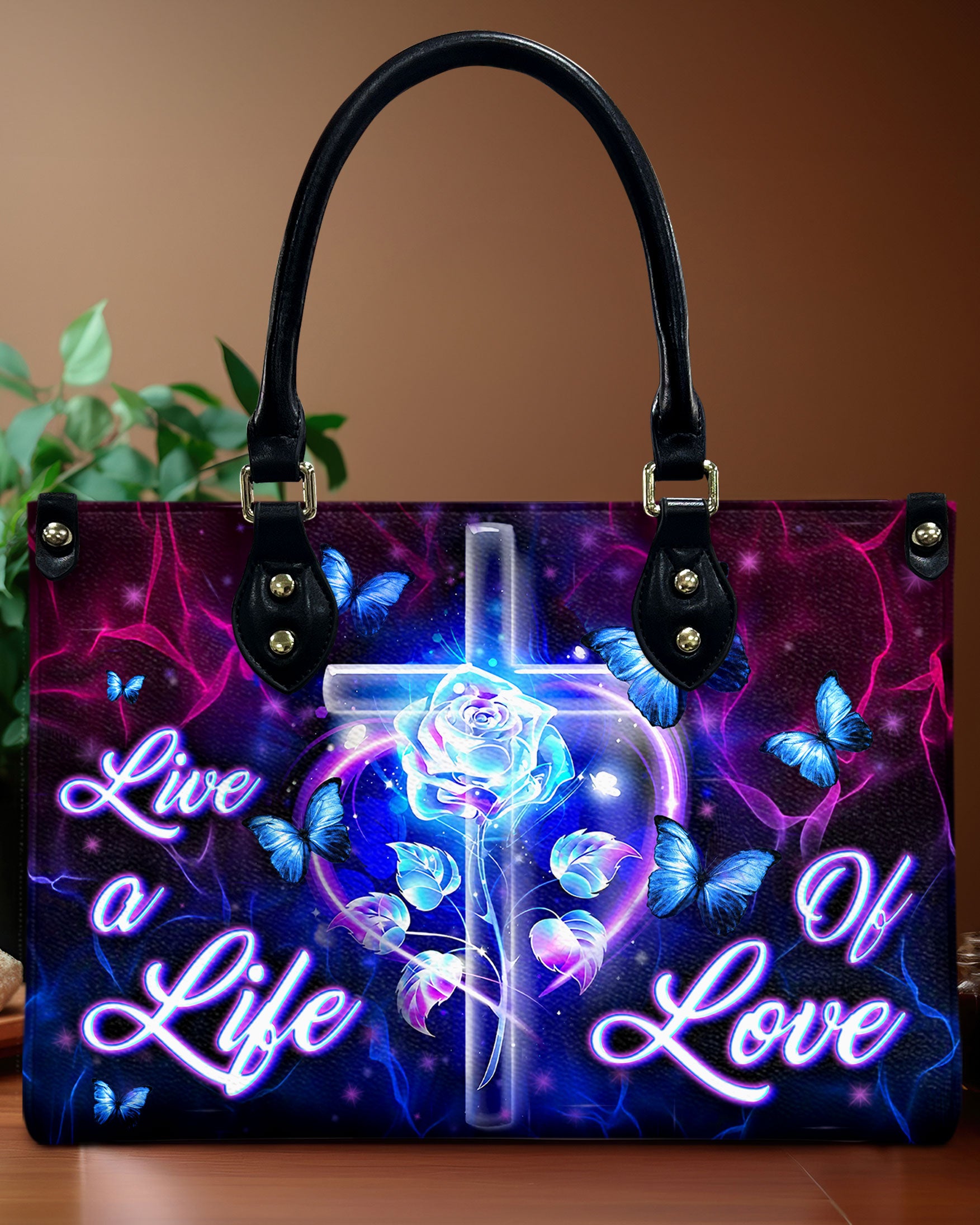 Live A Life Of Love Leather Handbag - Yhln2708244