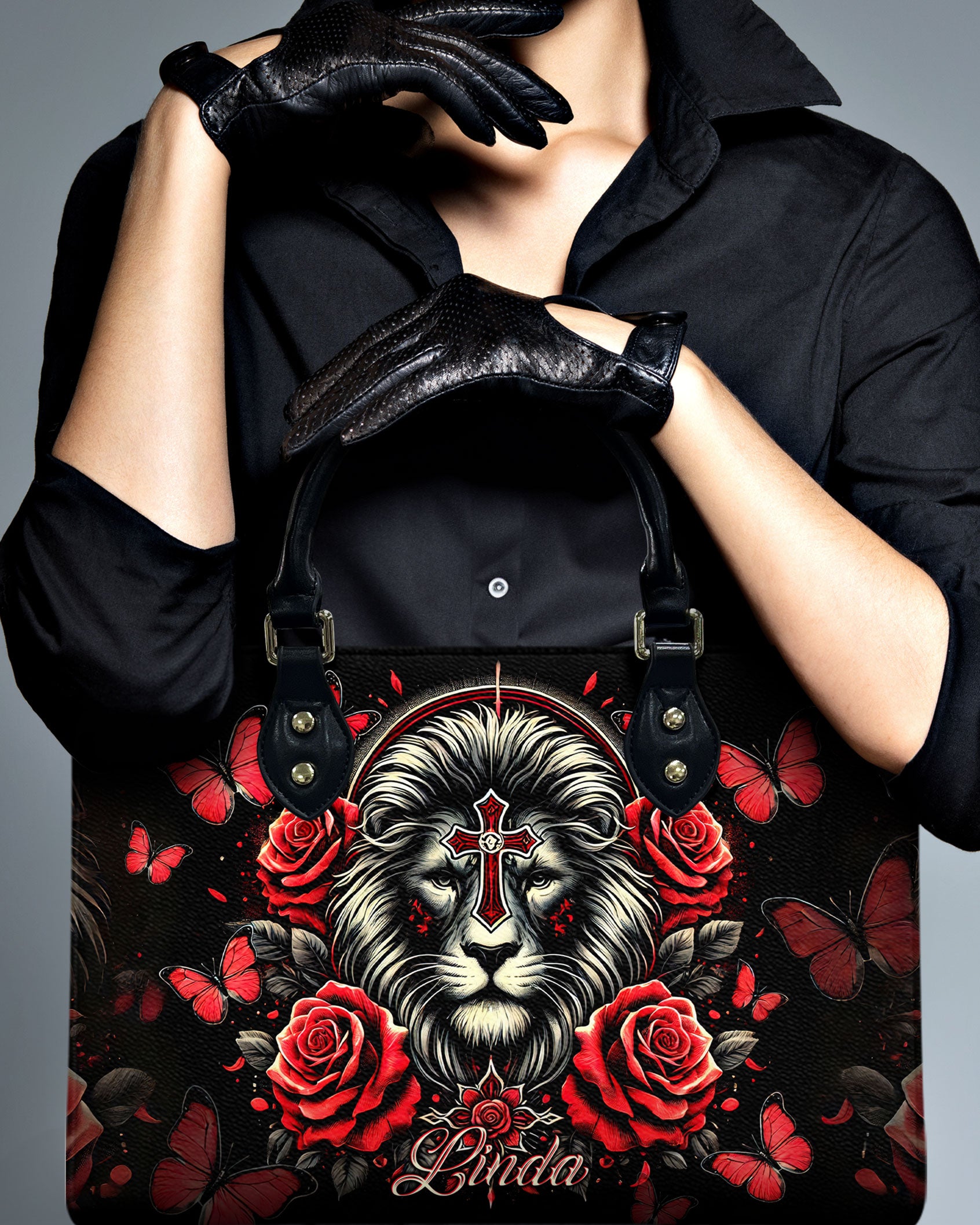 Lion Rose Leather Handbag  - Tltr0511244