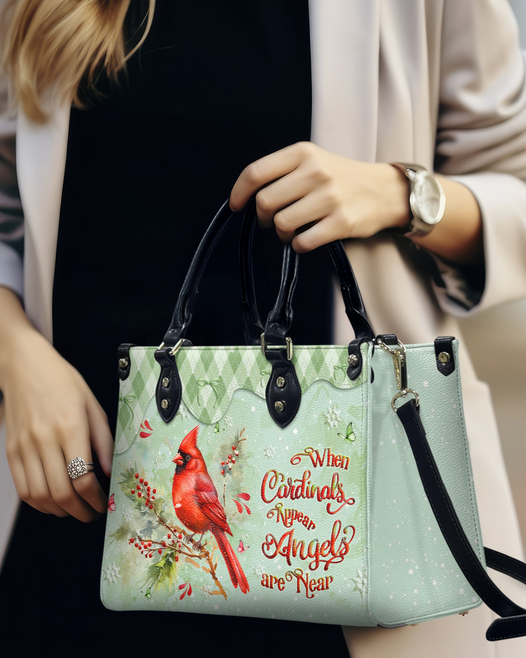 When Cardinals Appear Angels Are Near Leather Handbag - Yhlt2510244