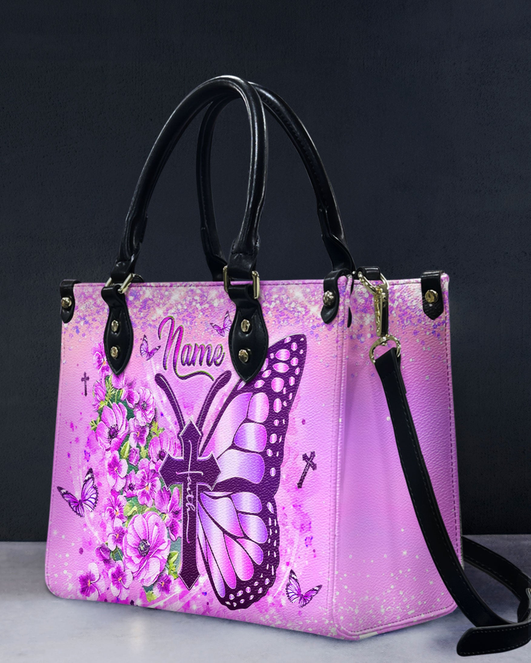 Butterfly Cross Flower Leather Handbag - Yhlt2910244