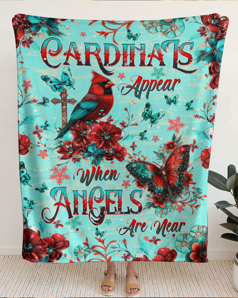 When Cardinals Appear Angels Are Near Woven And Fleece Blanket   - Tltw1212244