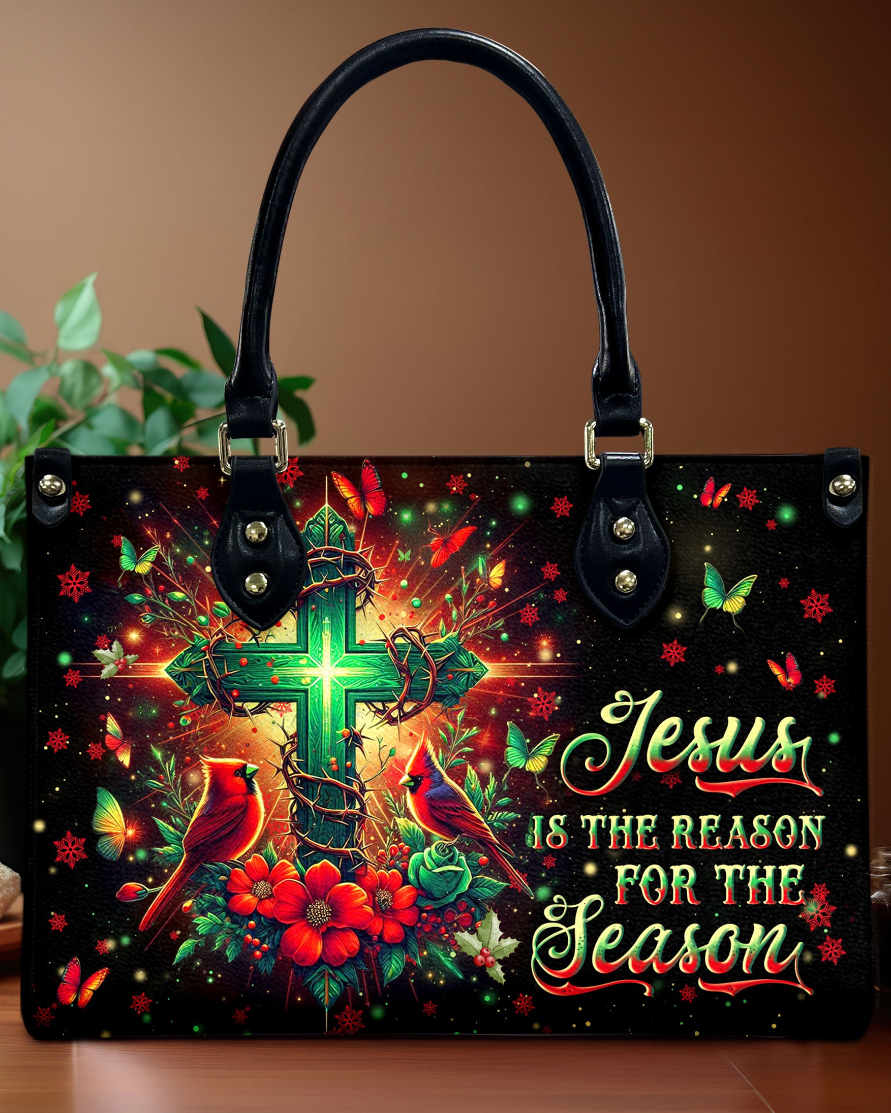 Jesus The Reason Cardinal Christmas Leather Handbag - Yhln3010244