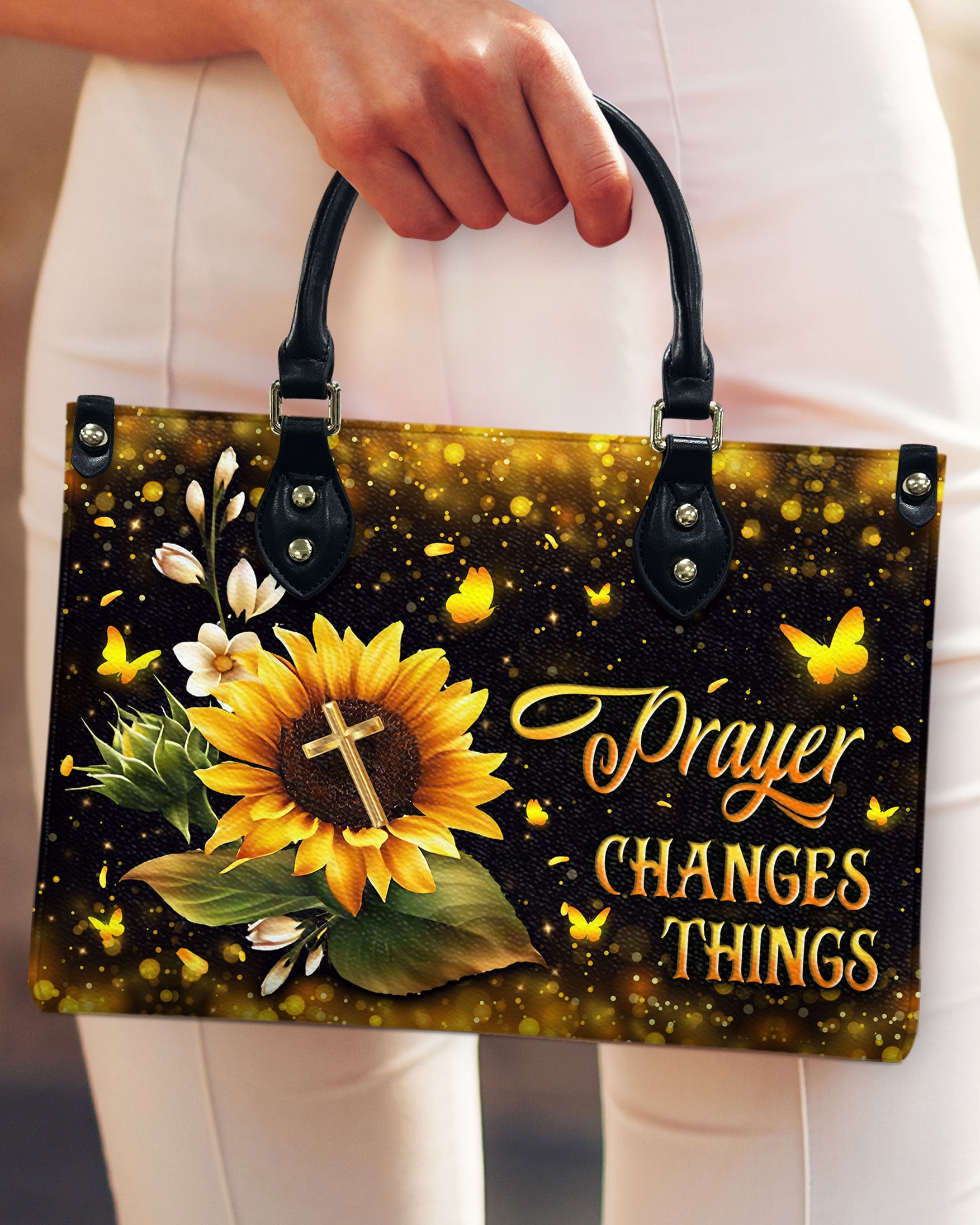 Prayer Changes Things Leather Handbag - Yhln2808244