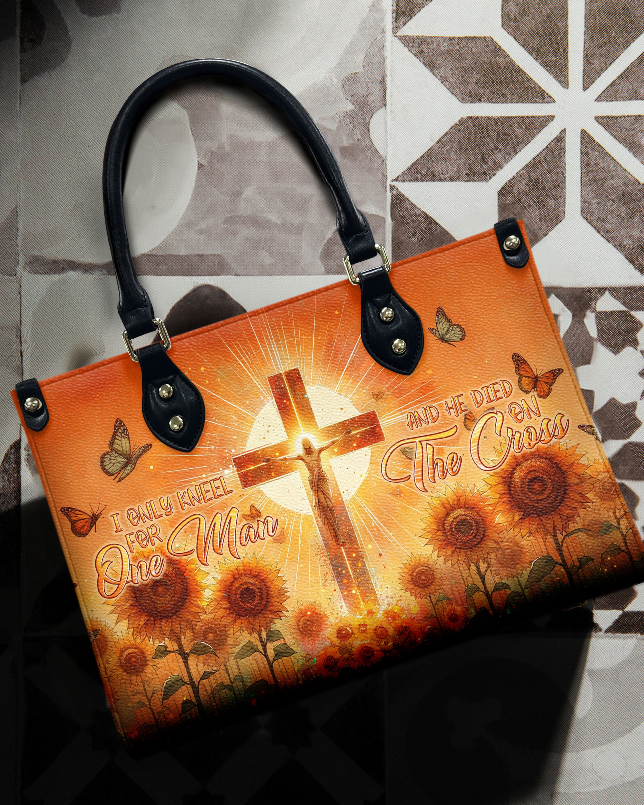 I Only Kneel For One Man Sunflower Leather Handbag - Tlnt1306244