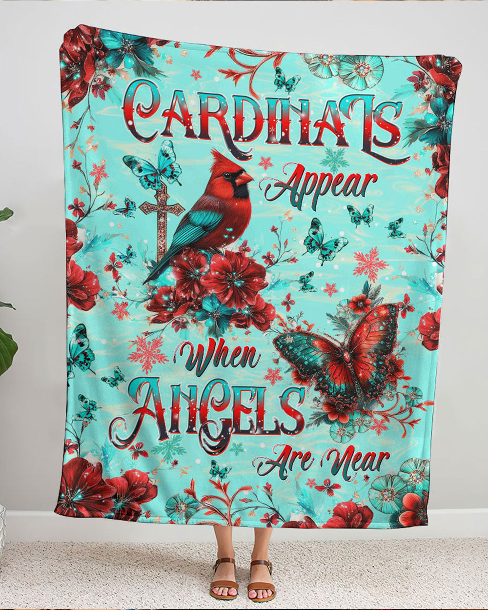 When Cardinals Appear Angels Are Near Woven And Fleece Blanket   - Tltw1212244