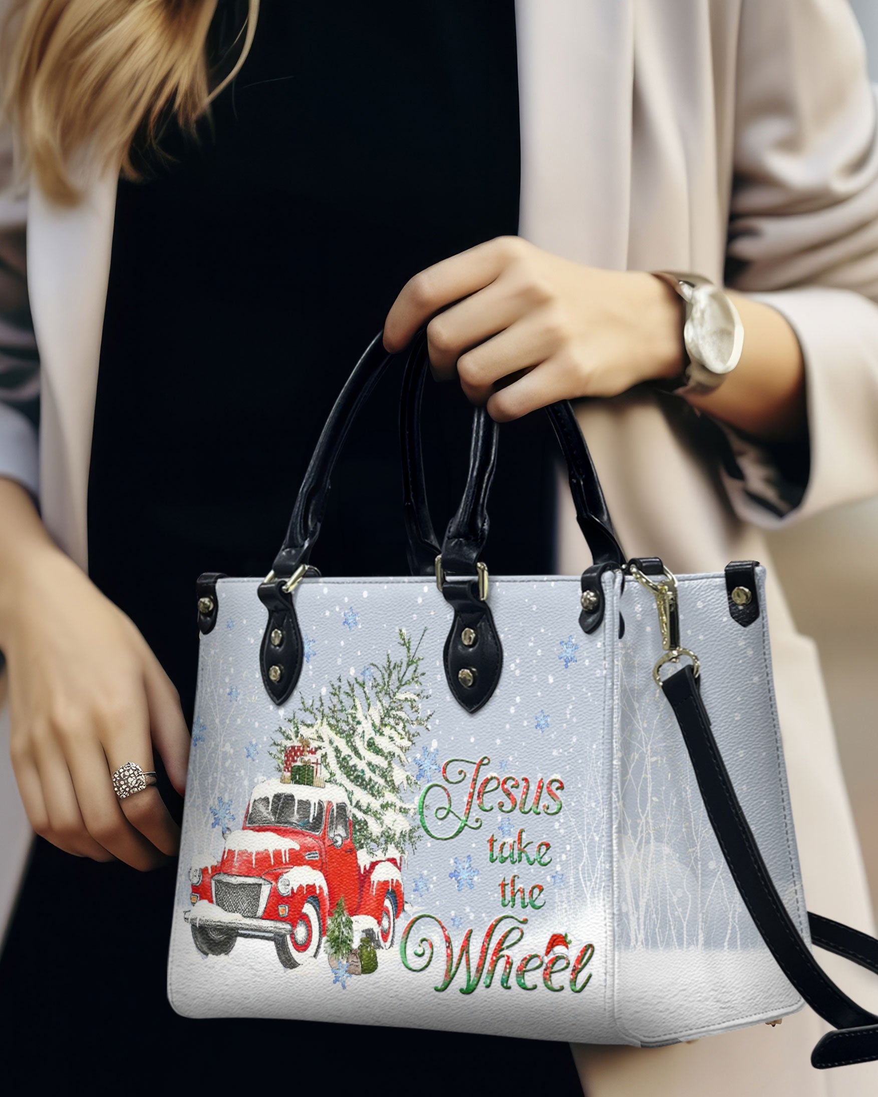 Jesus Take The Wheel Christmas Leather Handbag - Yhlt2110244