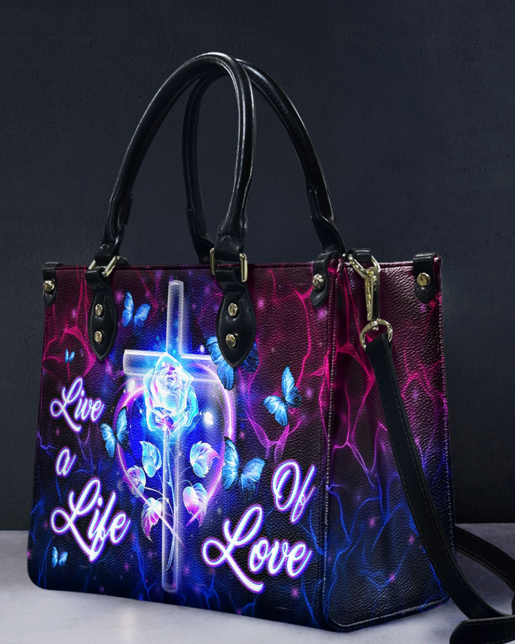 Live A Life Of Love Leather Handbag - Yhln2708244