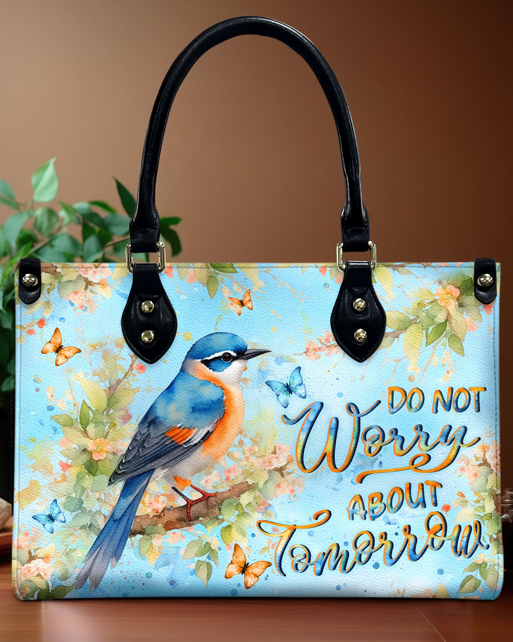 Do Not Worry About Tomorrow Leather Handbag - Yhln1309244