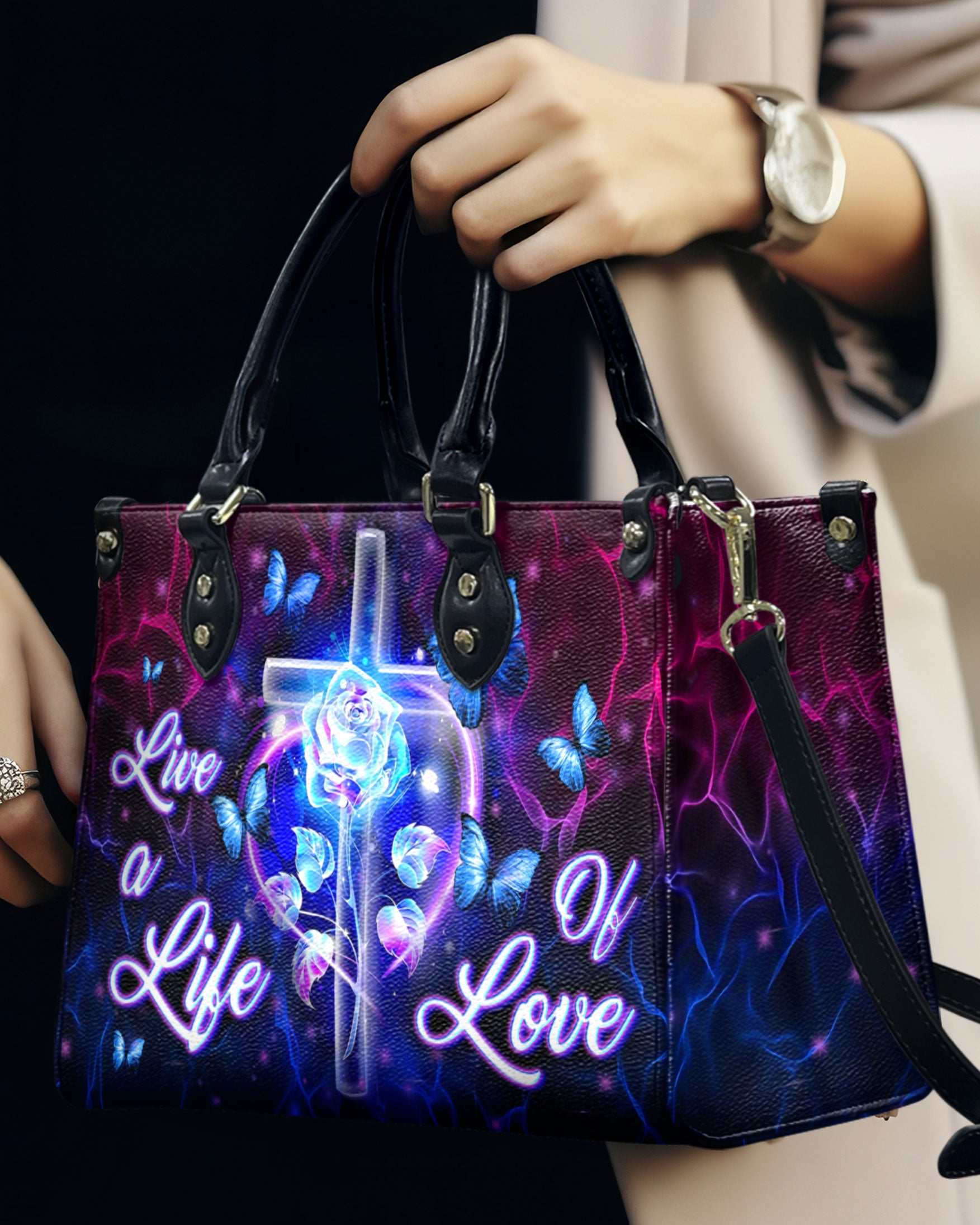 Live A Life Of Love Leather Handbag - Yhln2708244