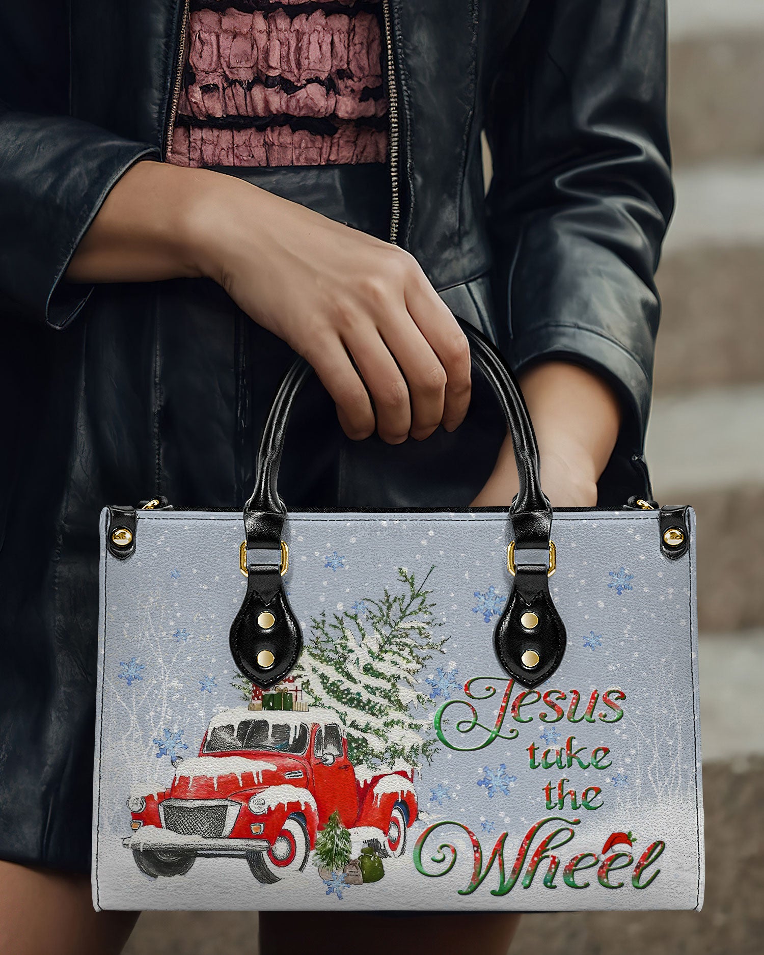 Jesus Take The Wheel Christmas Leather Handbag - Yhlt2110244