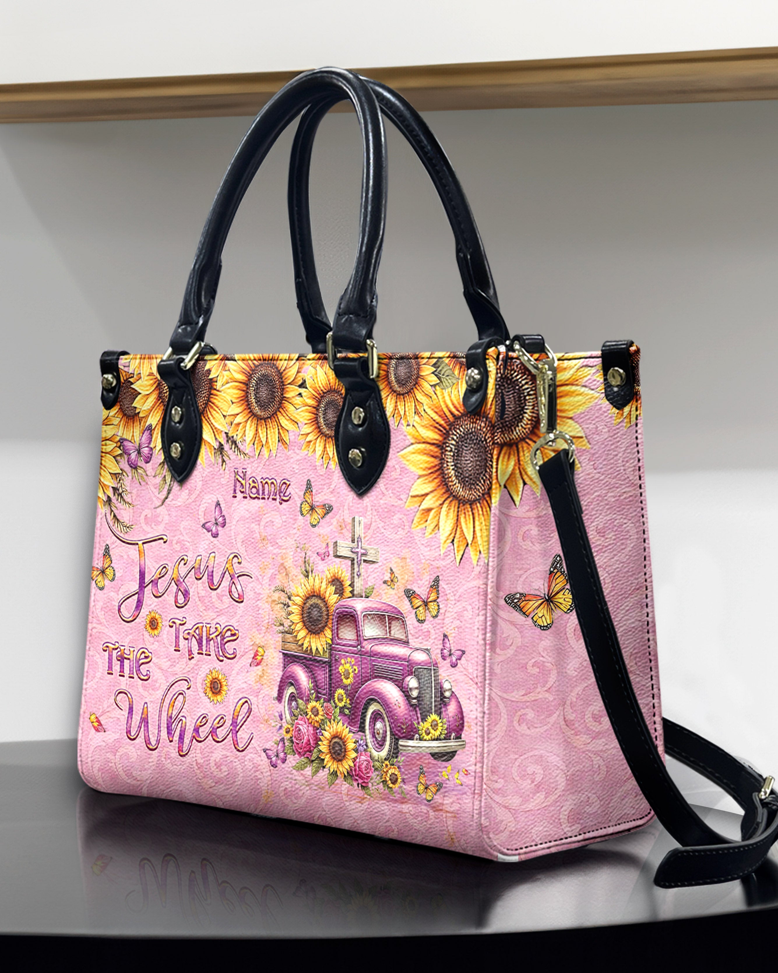 Jesus Take The Wheel Sunflower Leather Handbag - Yhlt2503243