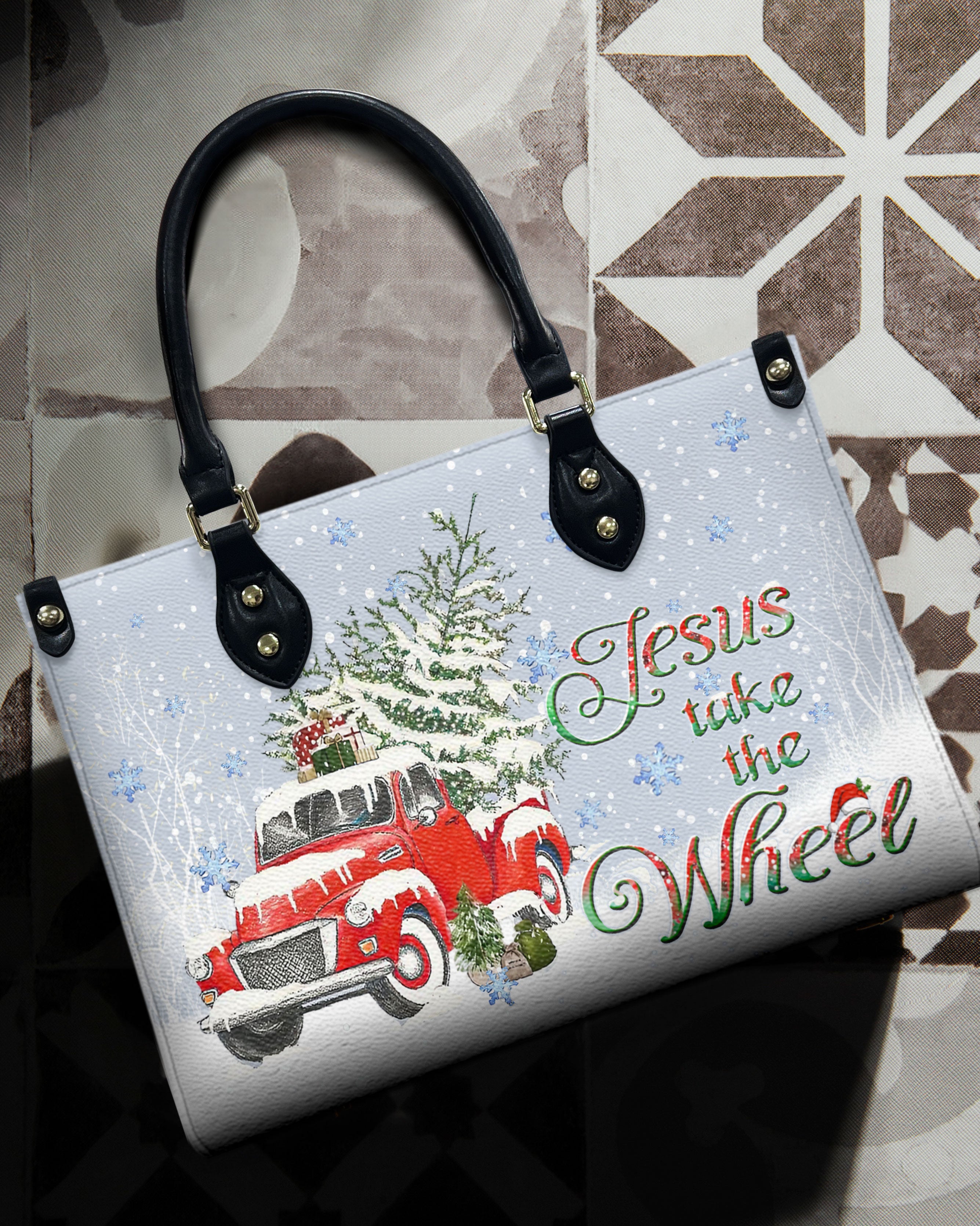 Jesus Take The Wheel Christmas Leather Handbag - Yhlt2110244