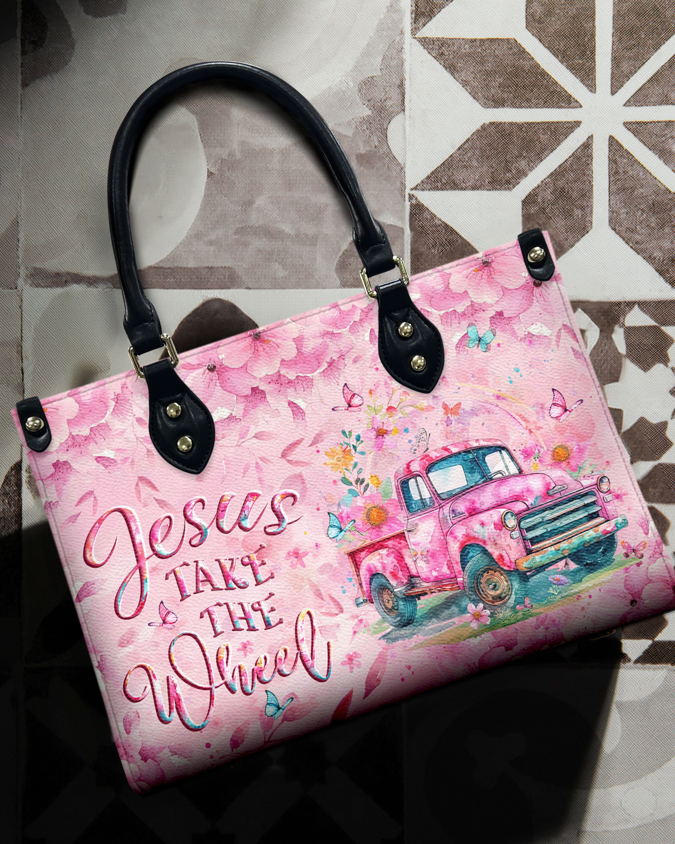 Jesus Take The Wheel Leather Handbag - Yhlt0306244