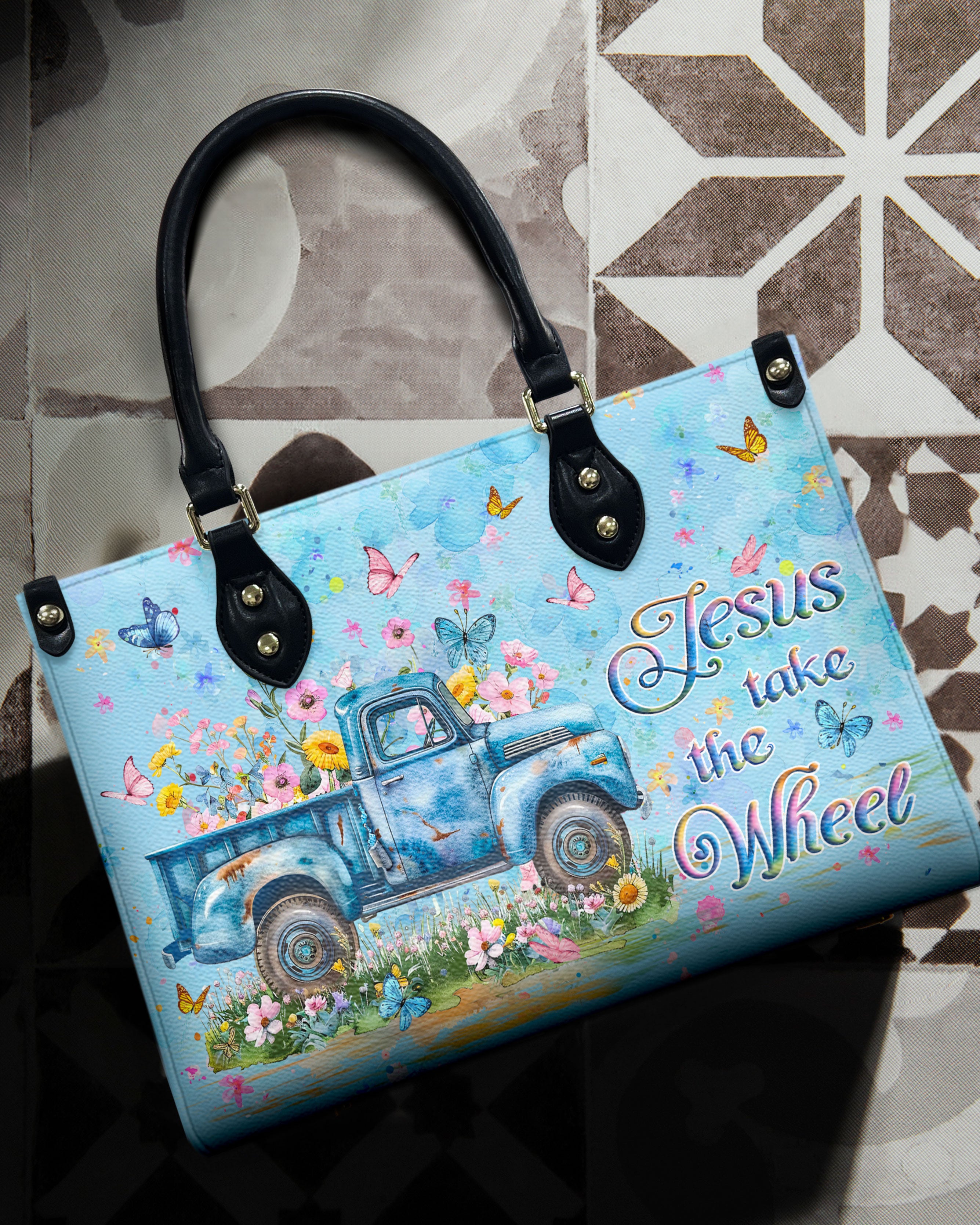 Jesus Take The Wheel Leather Handbag - Yhlt1908244