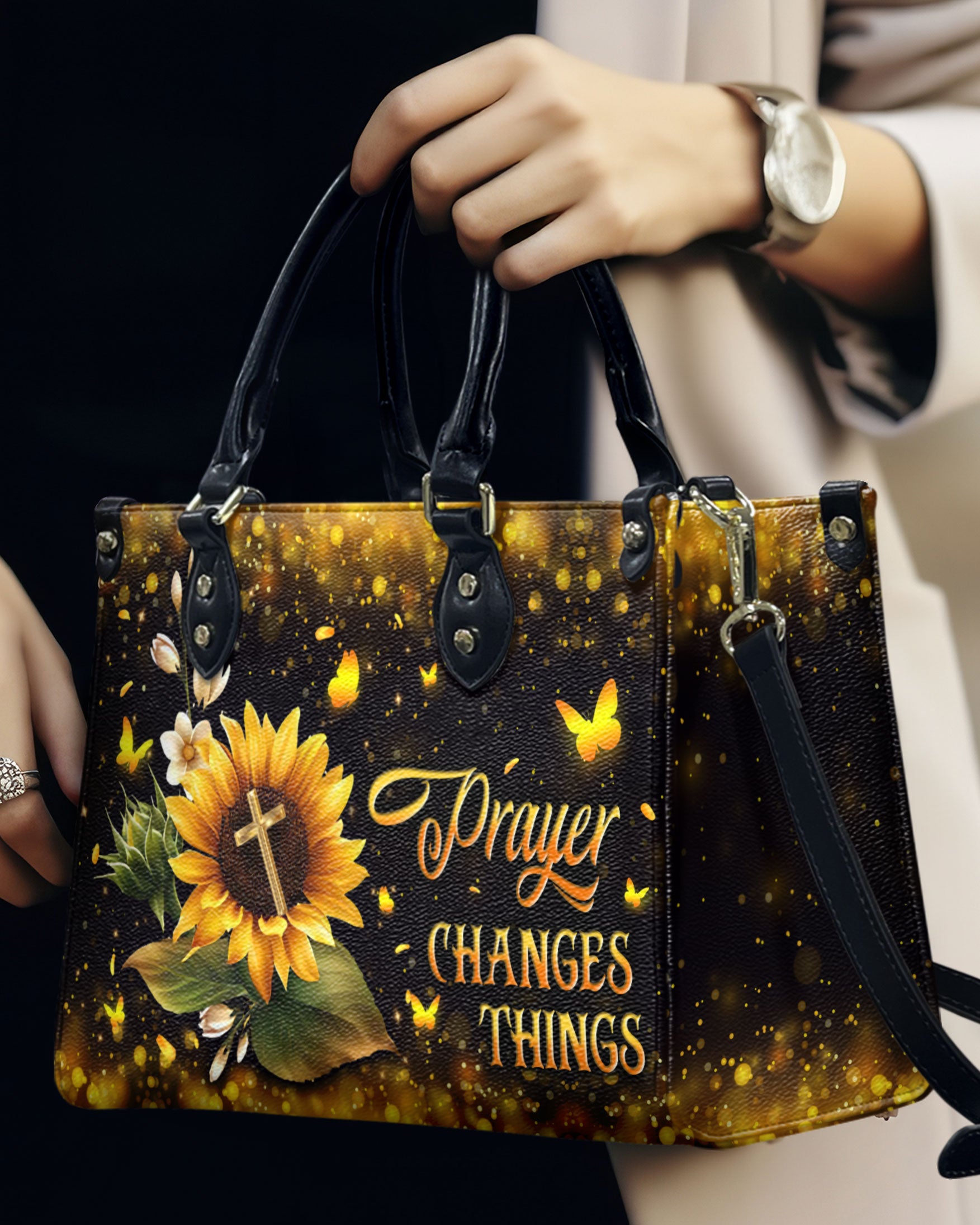 Prayer Changes Things Leather Handbag - Yhln2808244