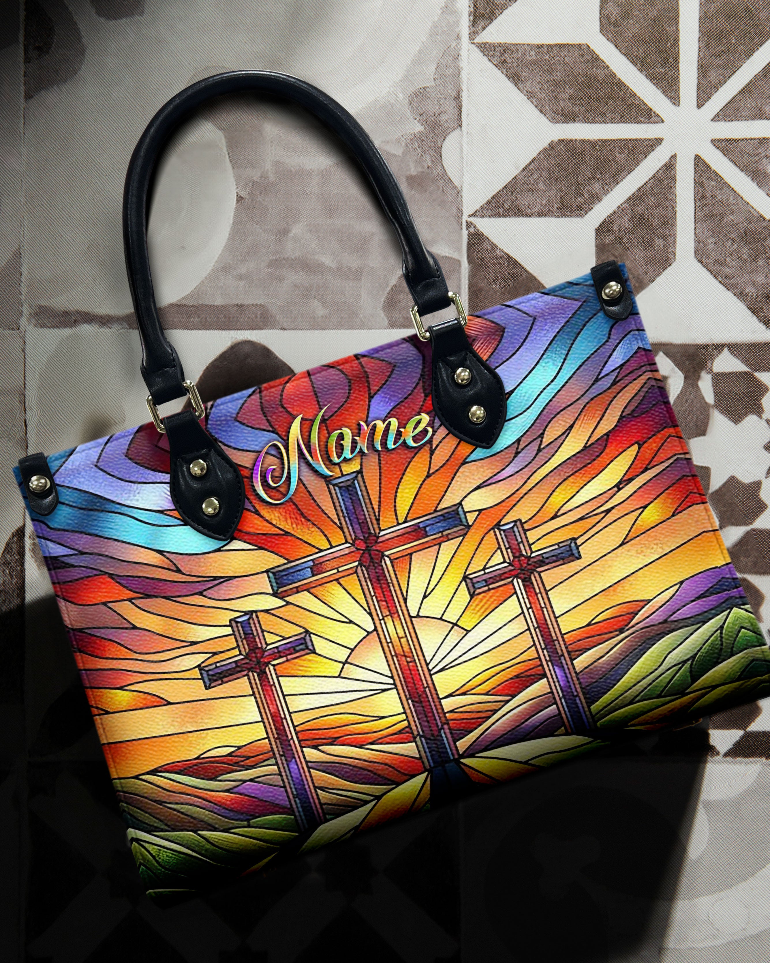 Christian Cross Stained Glass Leather Handbag - Yhlt2011244