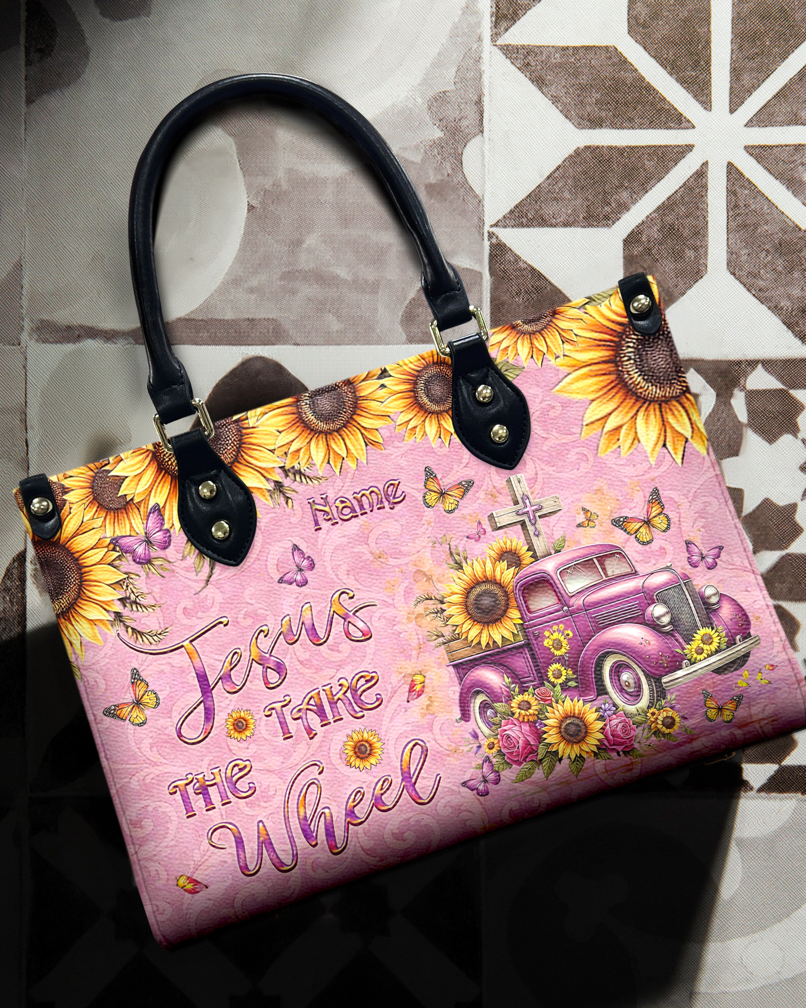 Jesus Take The Wheel Sunflower Leather Handbag - Yhlt2503243