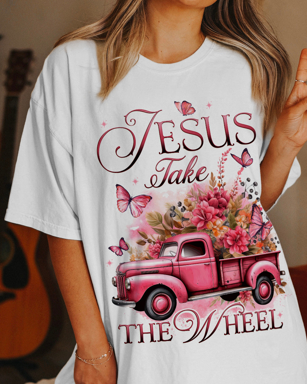 Jesus Take The Wheel Cotton Shirt - Tytd0112235