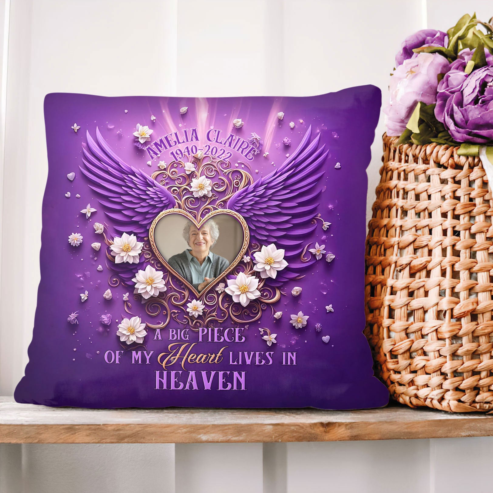 Personalized A Big Piece Of My Heart Lives In Heaven Pillow  - Tltr3112243