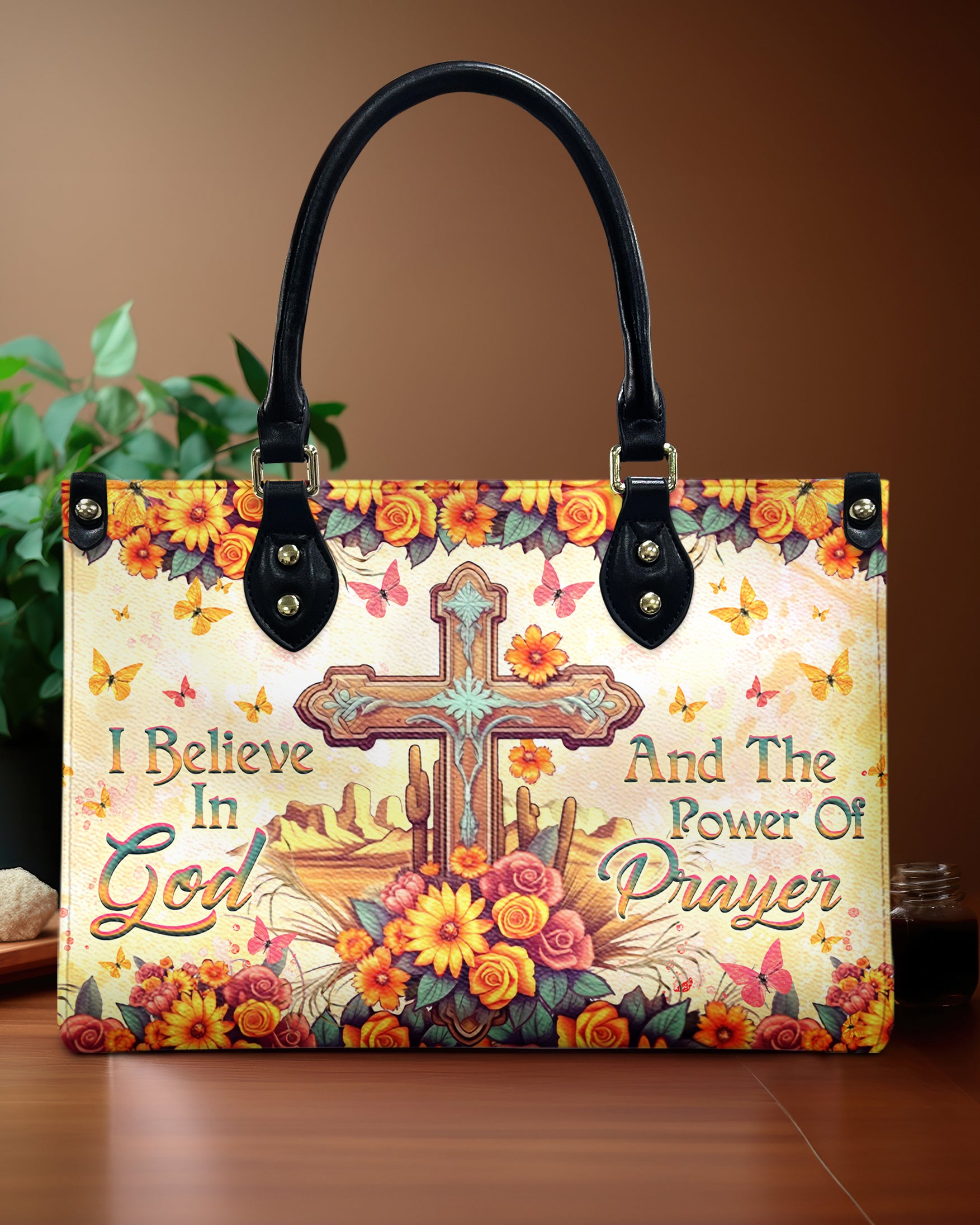 I Believe In God Leather Handbag - Yhhg1306244