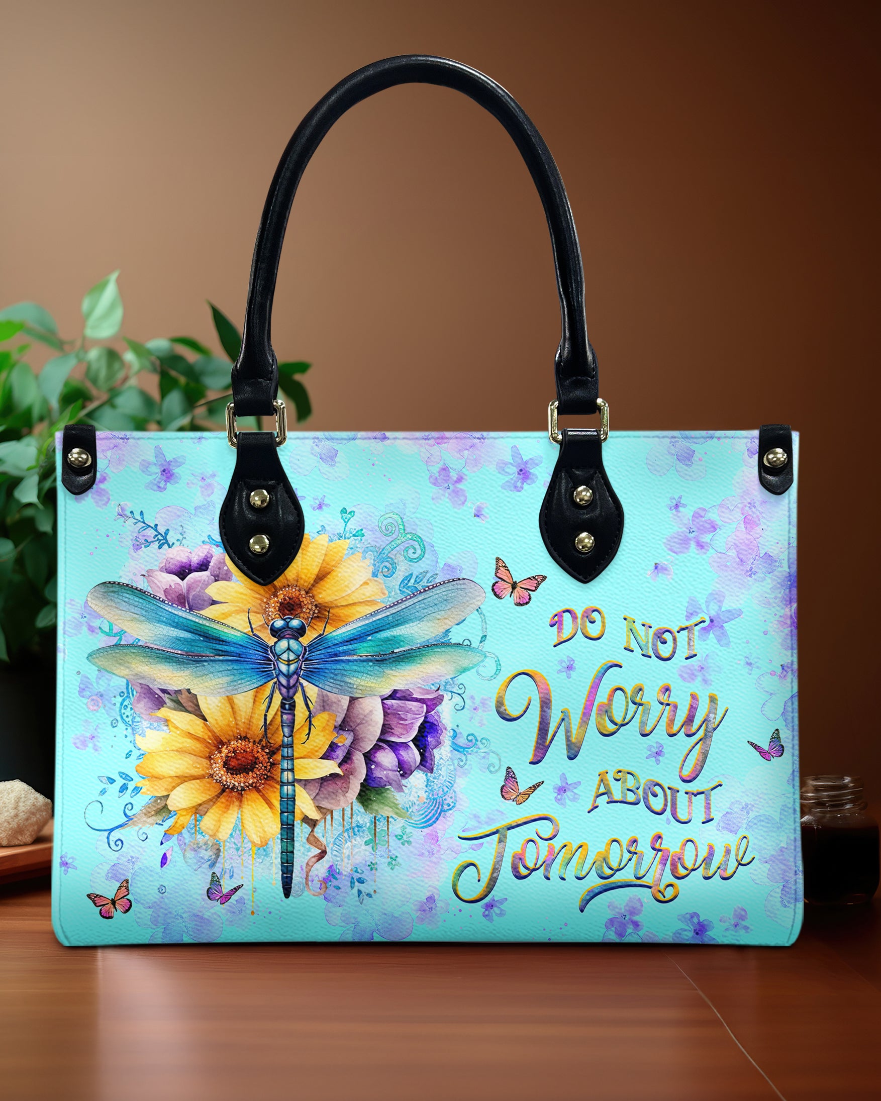 Do Not Worry About Tomorrow Leather Handbag - Yhhg2210244