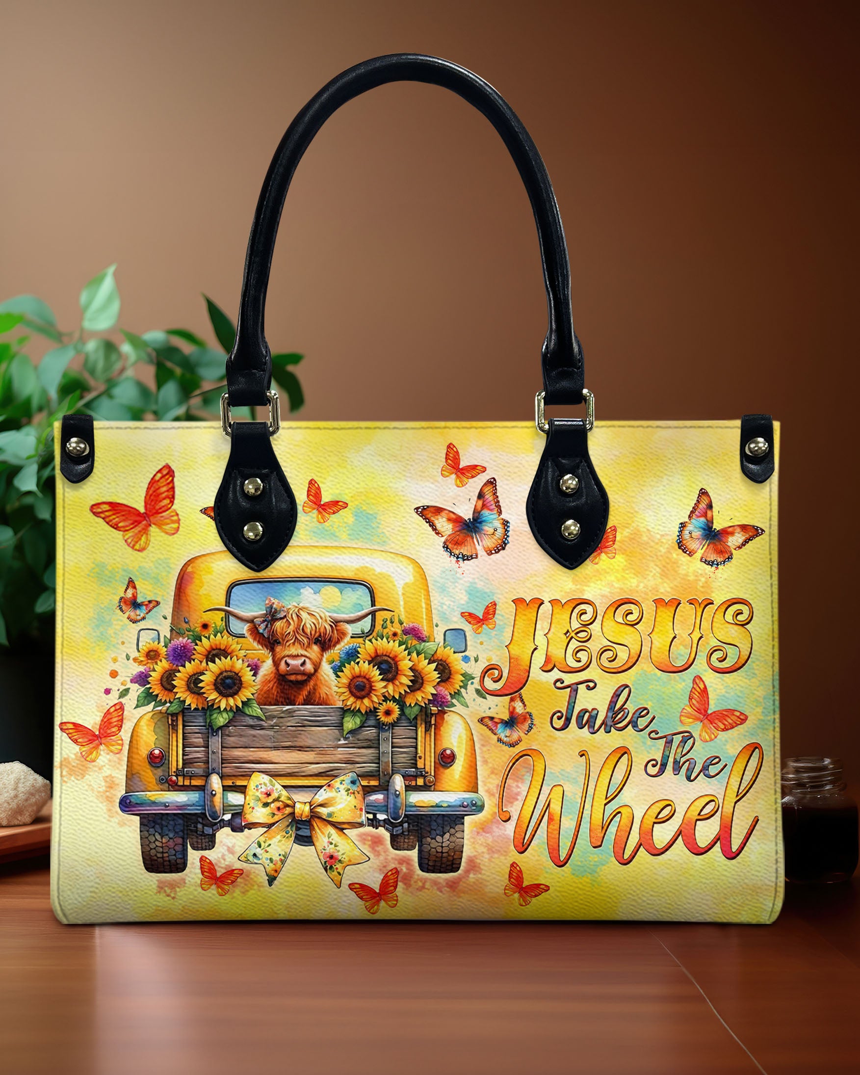 Jesus Take The Wheel  Leather Handbag  - Tltw2312244