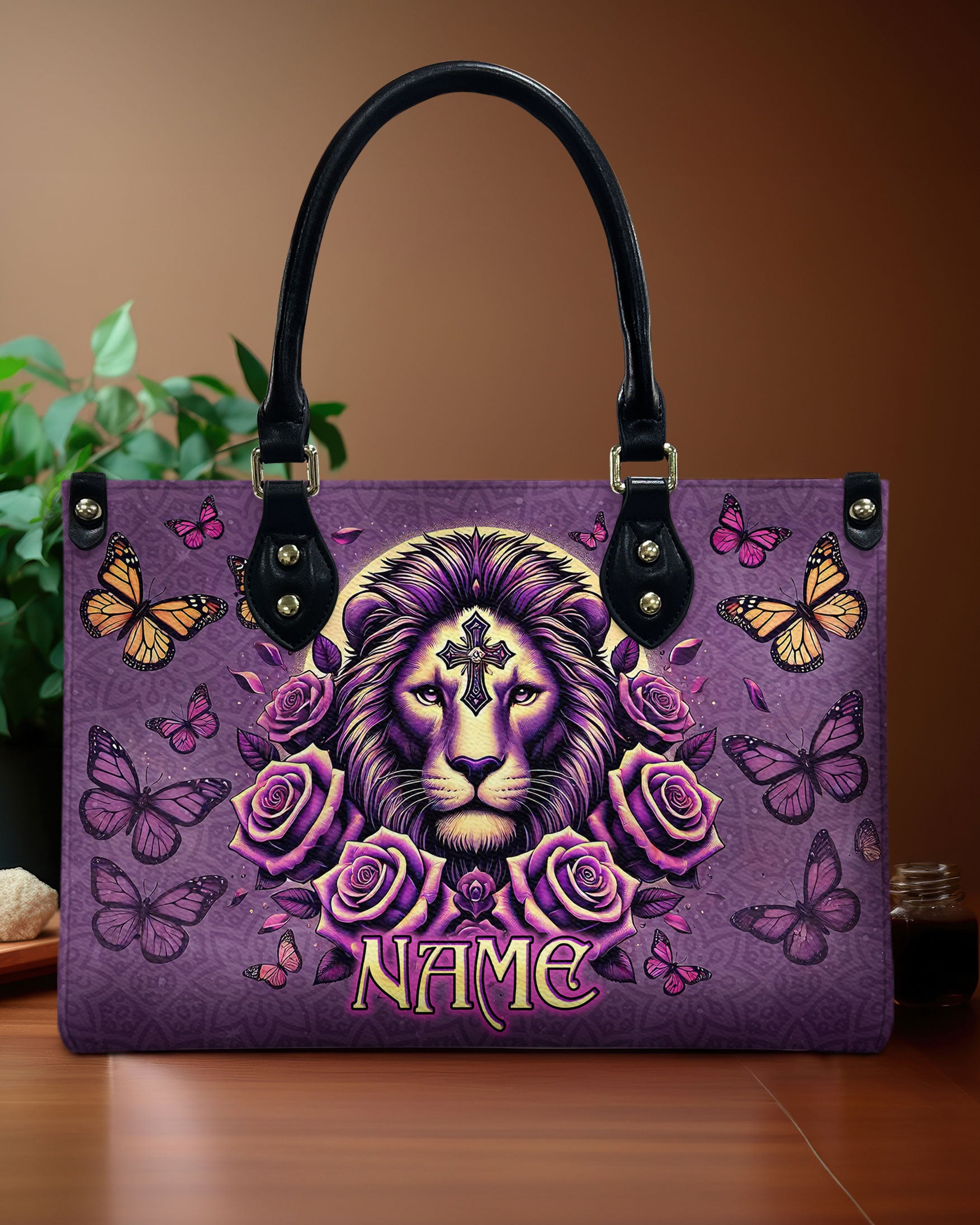 Lion Rose Leather Handbag  - Tlno0411244