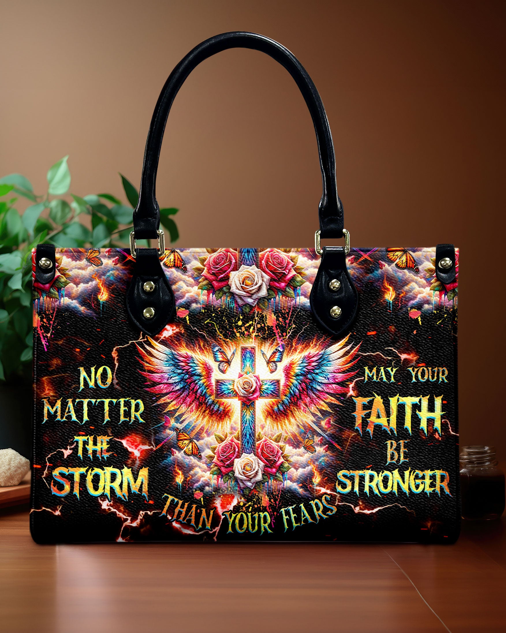 Cross Wings Tie Dye Leather Handbag -  Tlnz0810241