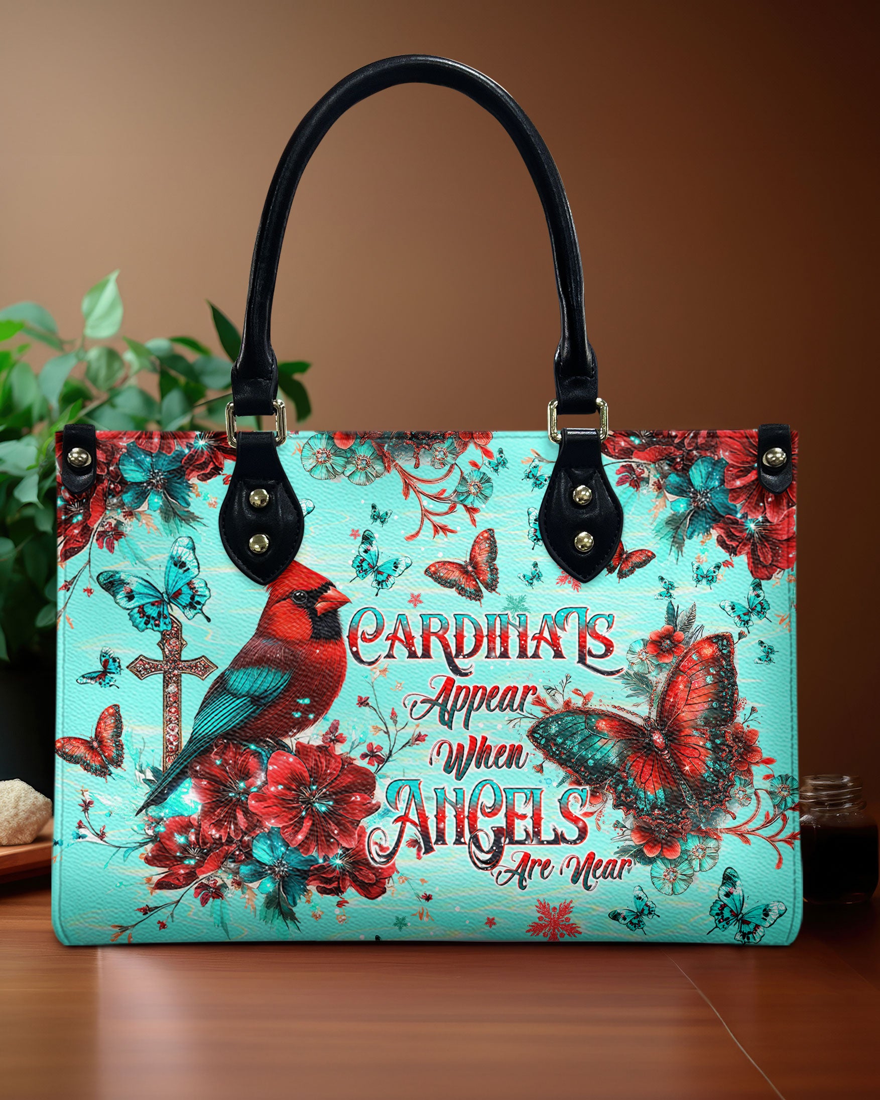 When Cardinals Appear Angels Are Near Leather Handbag  - Tltw1212245