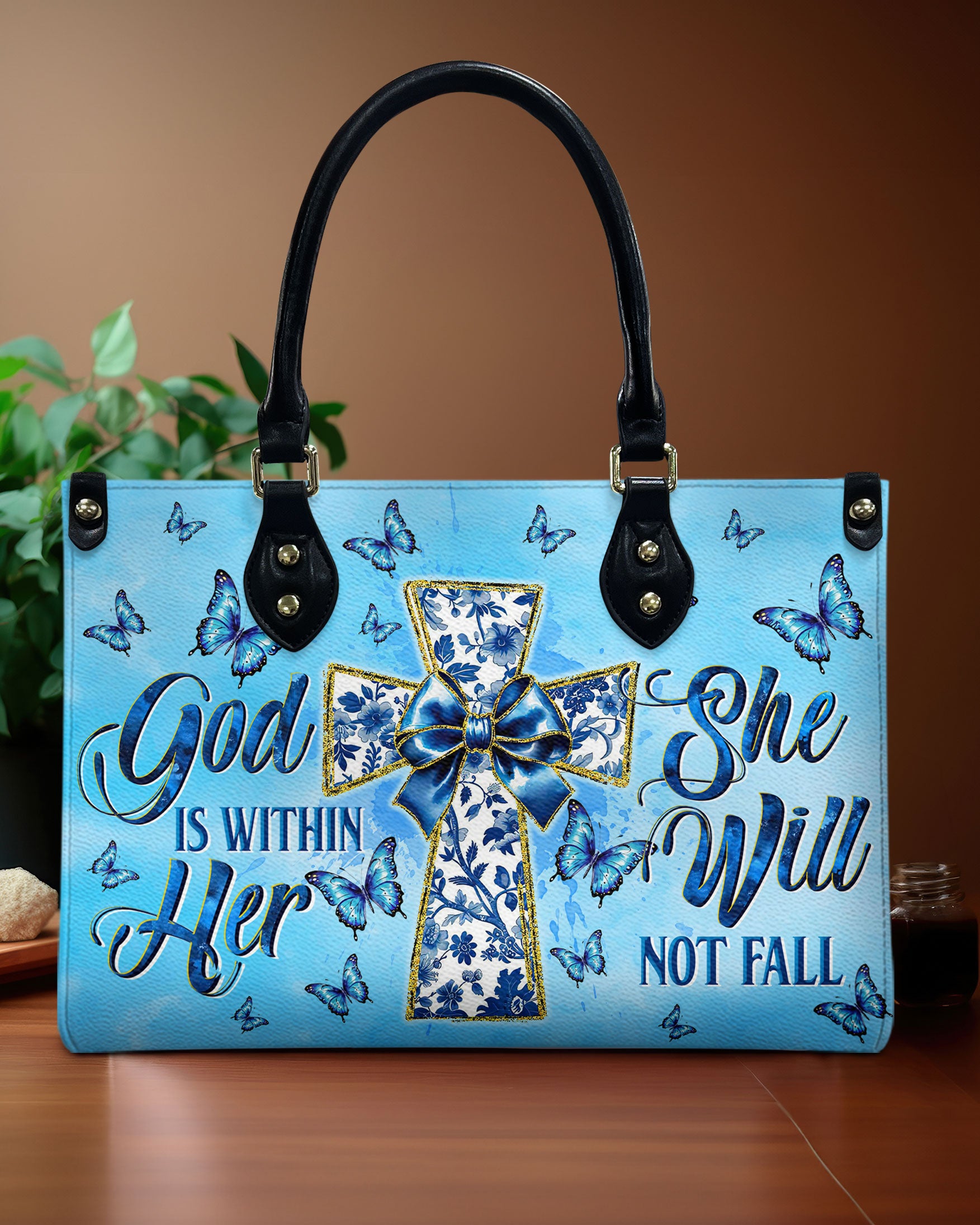 God Is Within Her She Will Not Fall Cross Bow  Leather Handbag  - Tltw2512244