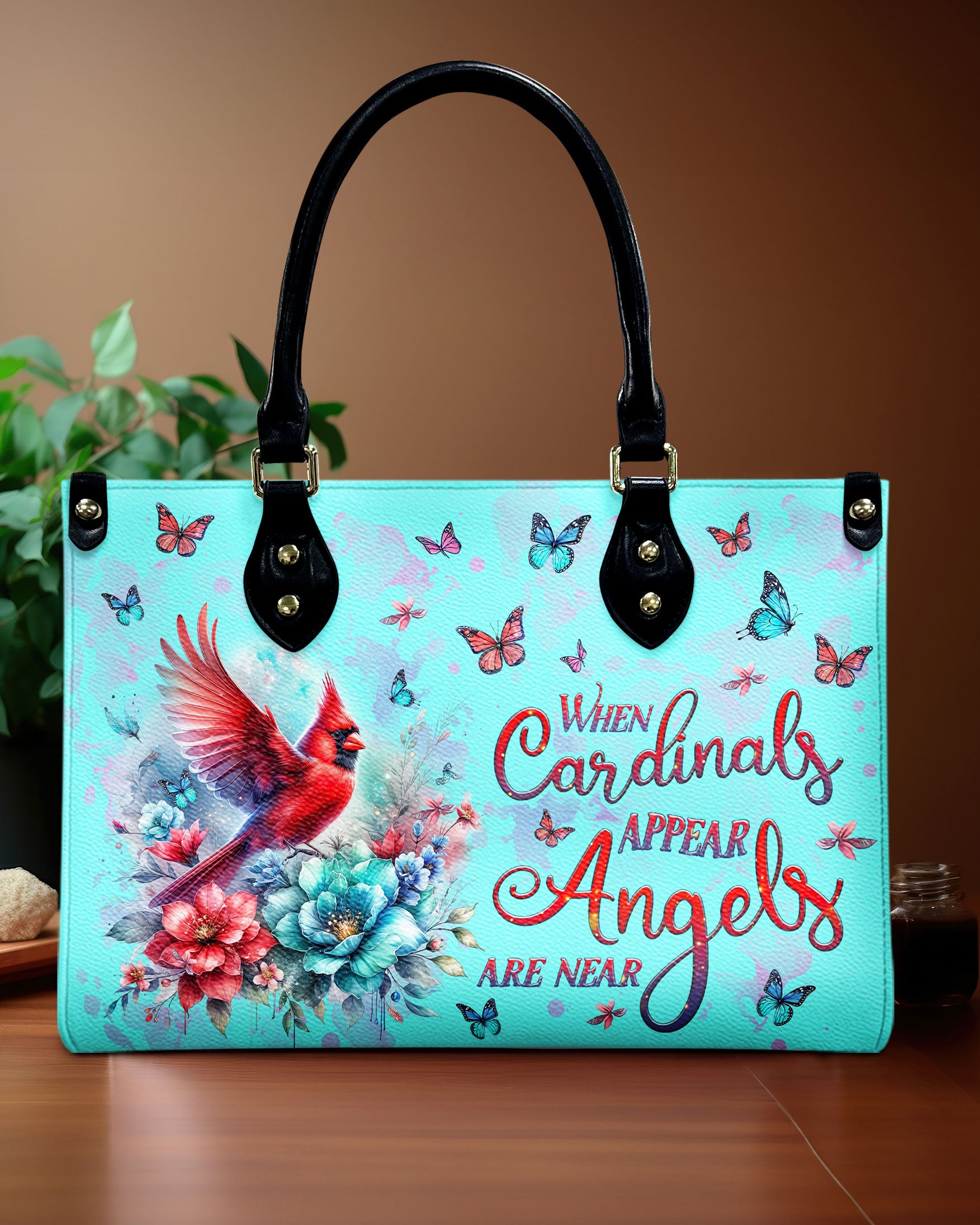 When Cardinals Appear Angels Are Near  Leather Handbag -  Tlnz0710241