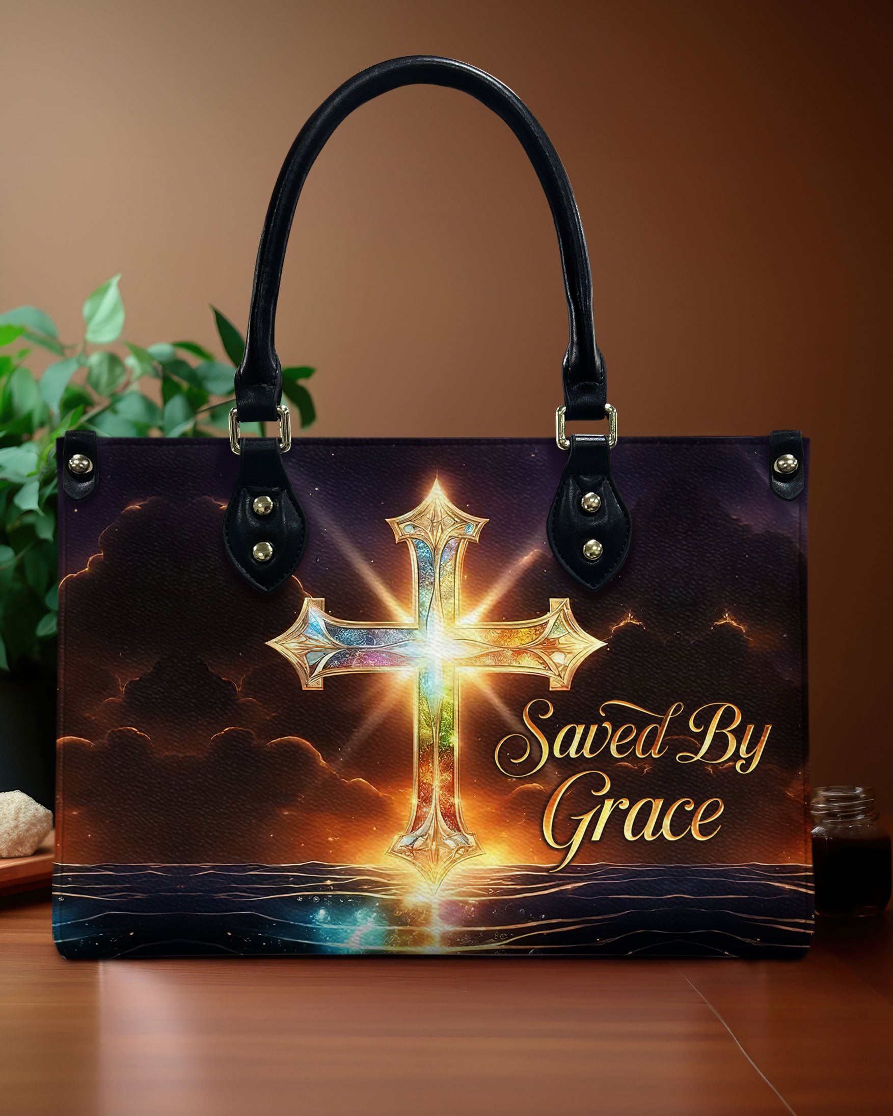 Saved By Grace Cross  Leather Handbag - Tlno2811244