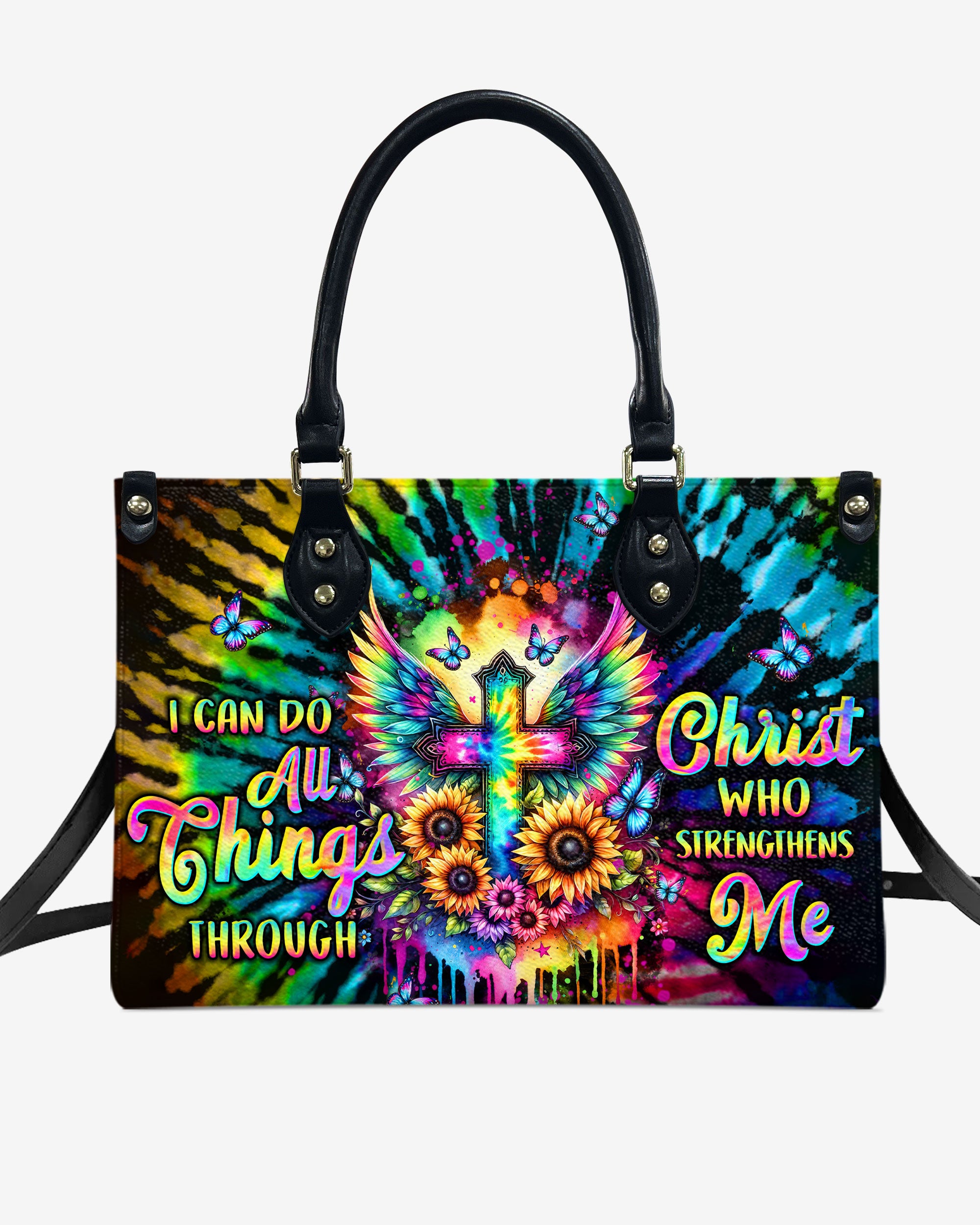 I Can Do All Things Cross Tie Dye Leather Handbag - Tltw2106242