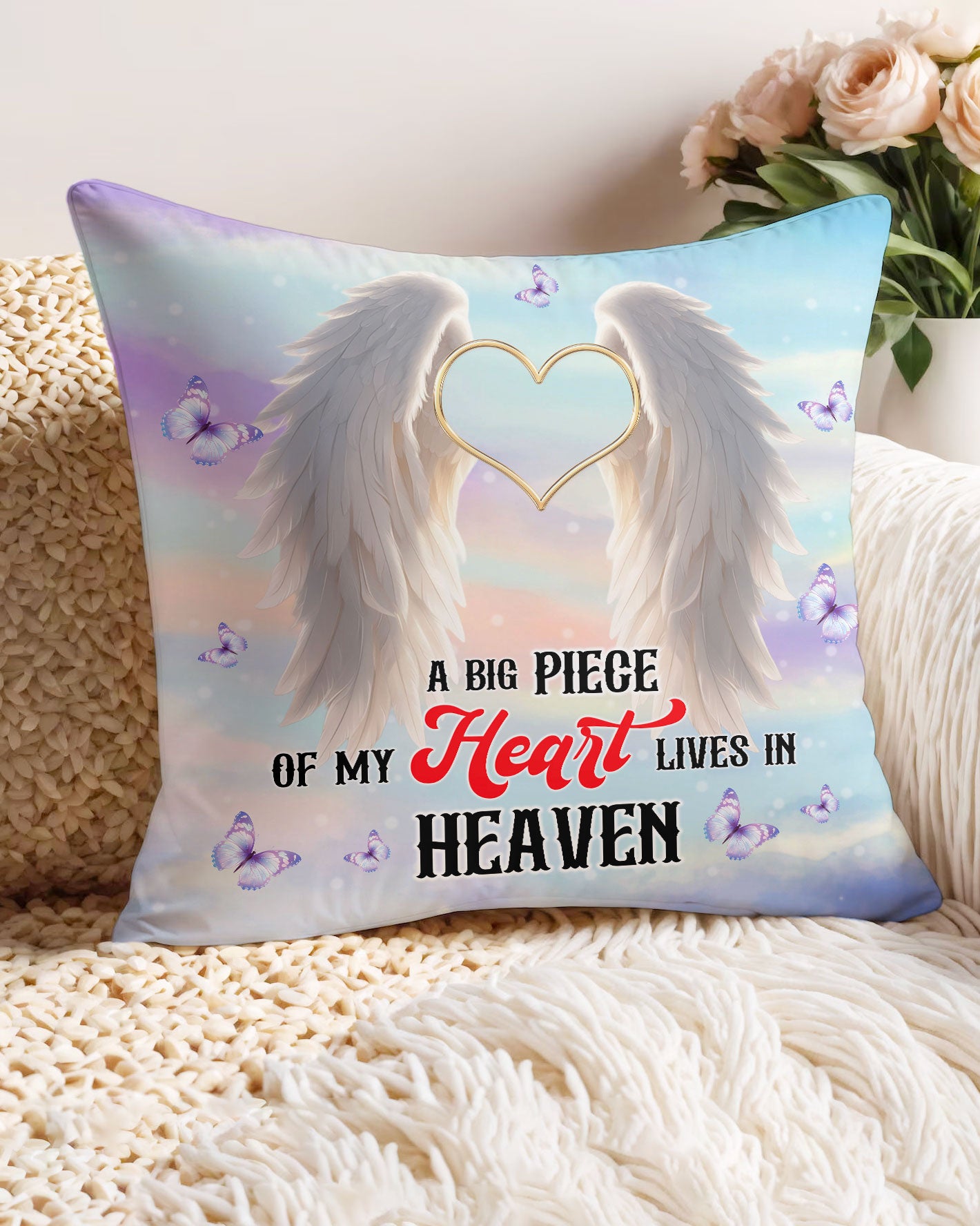 Personalized A Big Piece Of My Heart Lives In Heaven Pillow  - Tltr0401253