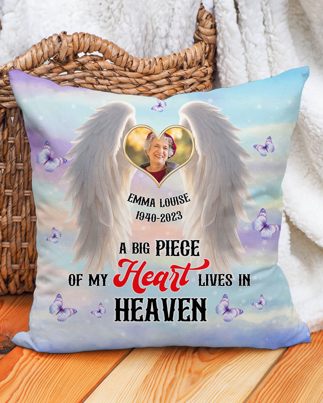 Personalized A Big Piece Of My Heart Lives In Heaven Pillow  - Tltr0401253