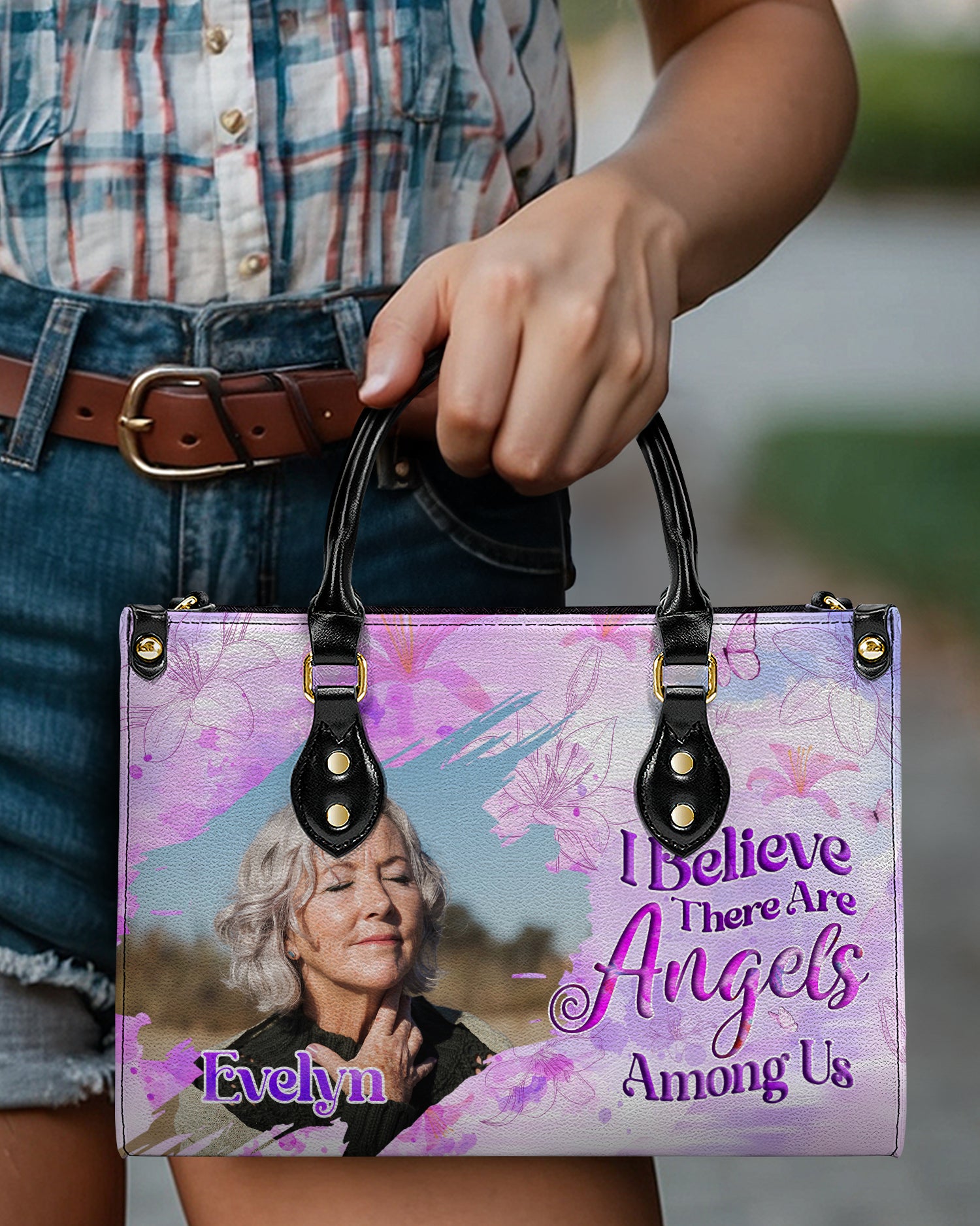 Personalized I Believe There Are Angels Among Us Leather Handbag - Tyqy3112241