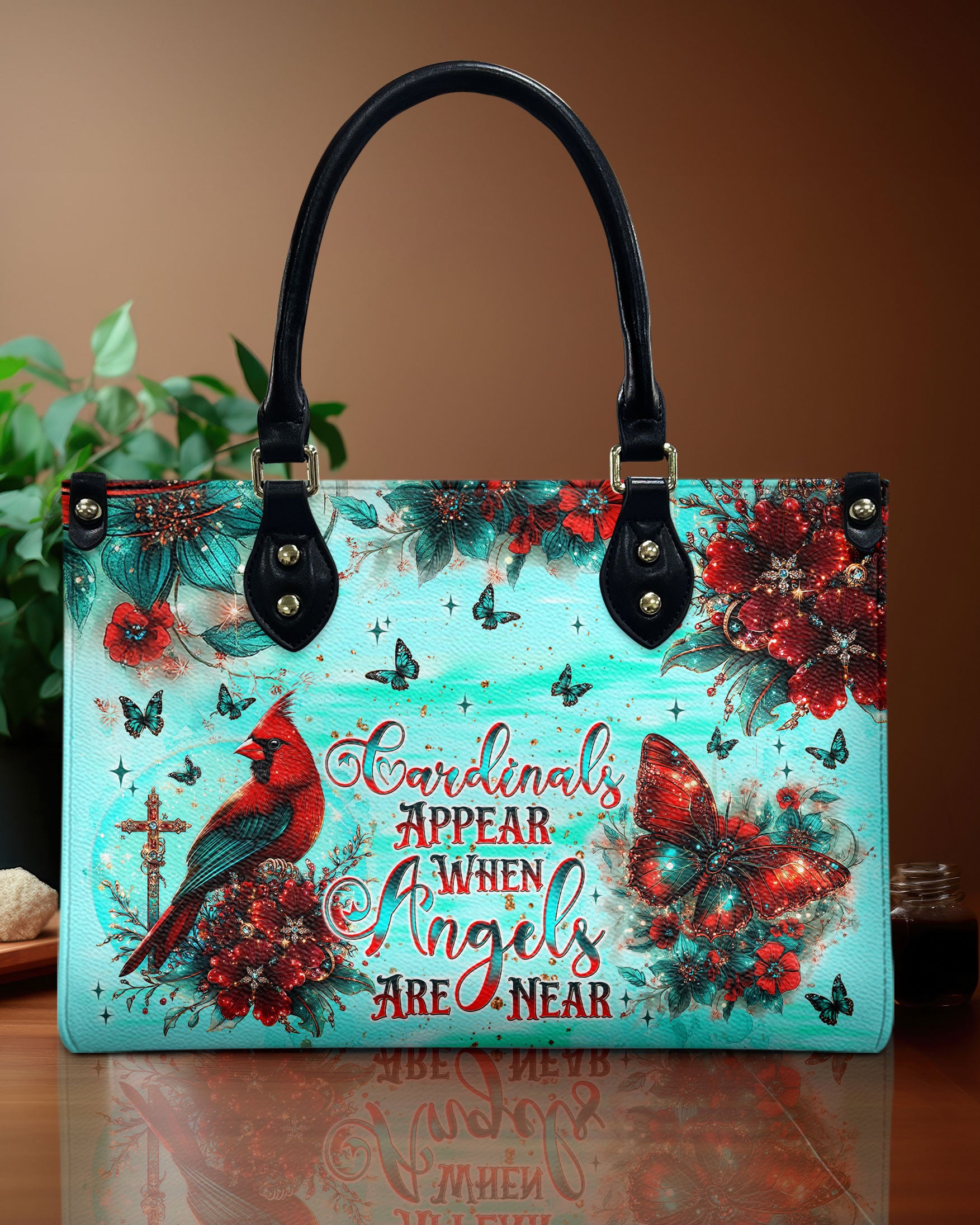 When Cardinals Appear Angels Are Near Leather Handbag  - Tlnt1212242