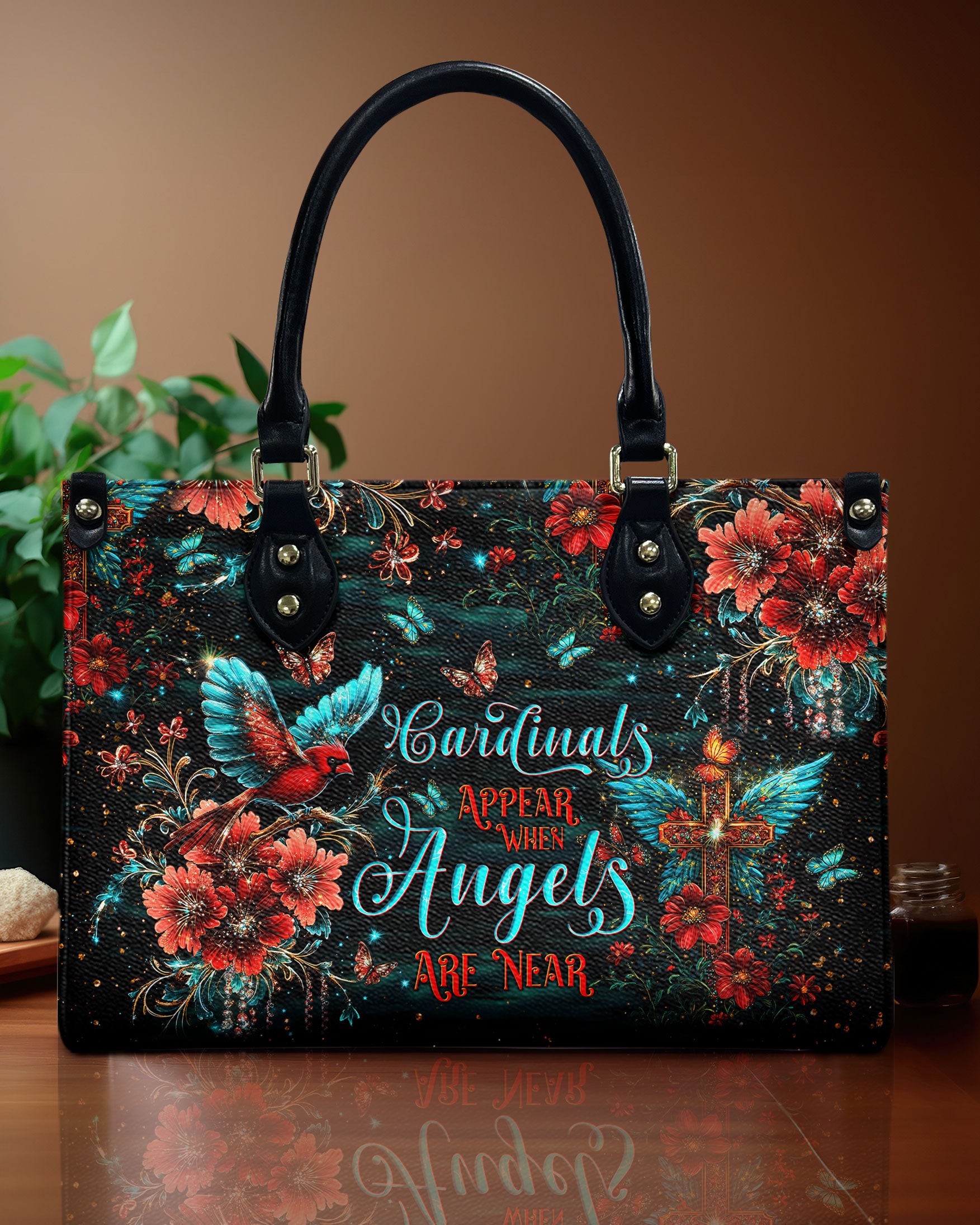 Cardinals Appear When Angels Are Near Leather Handbag  - Tlnt1812243